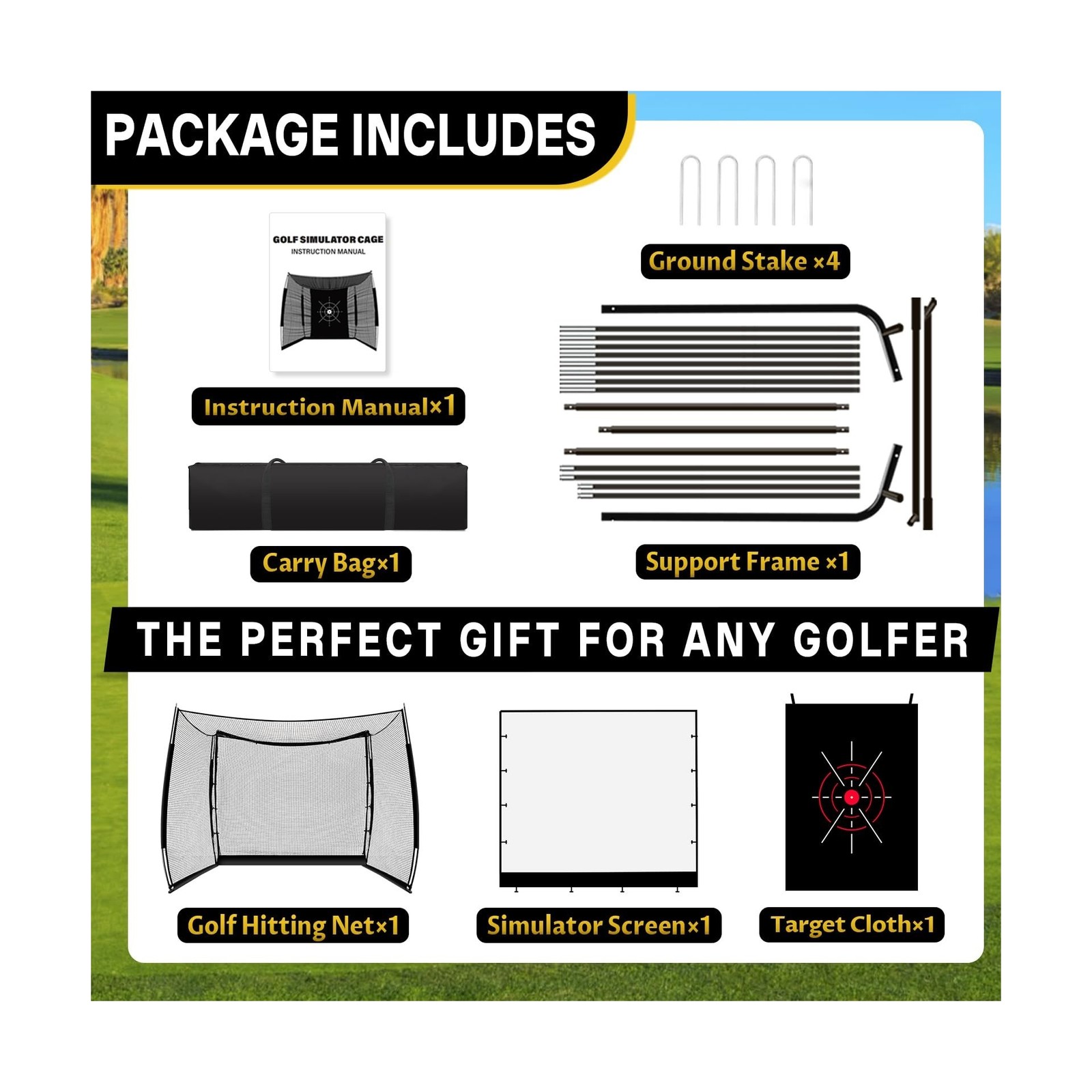 Golf Net with Impact Screen, 11x8FT Spacious Golf Practice Net for Backyard, ...