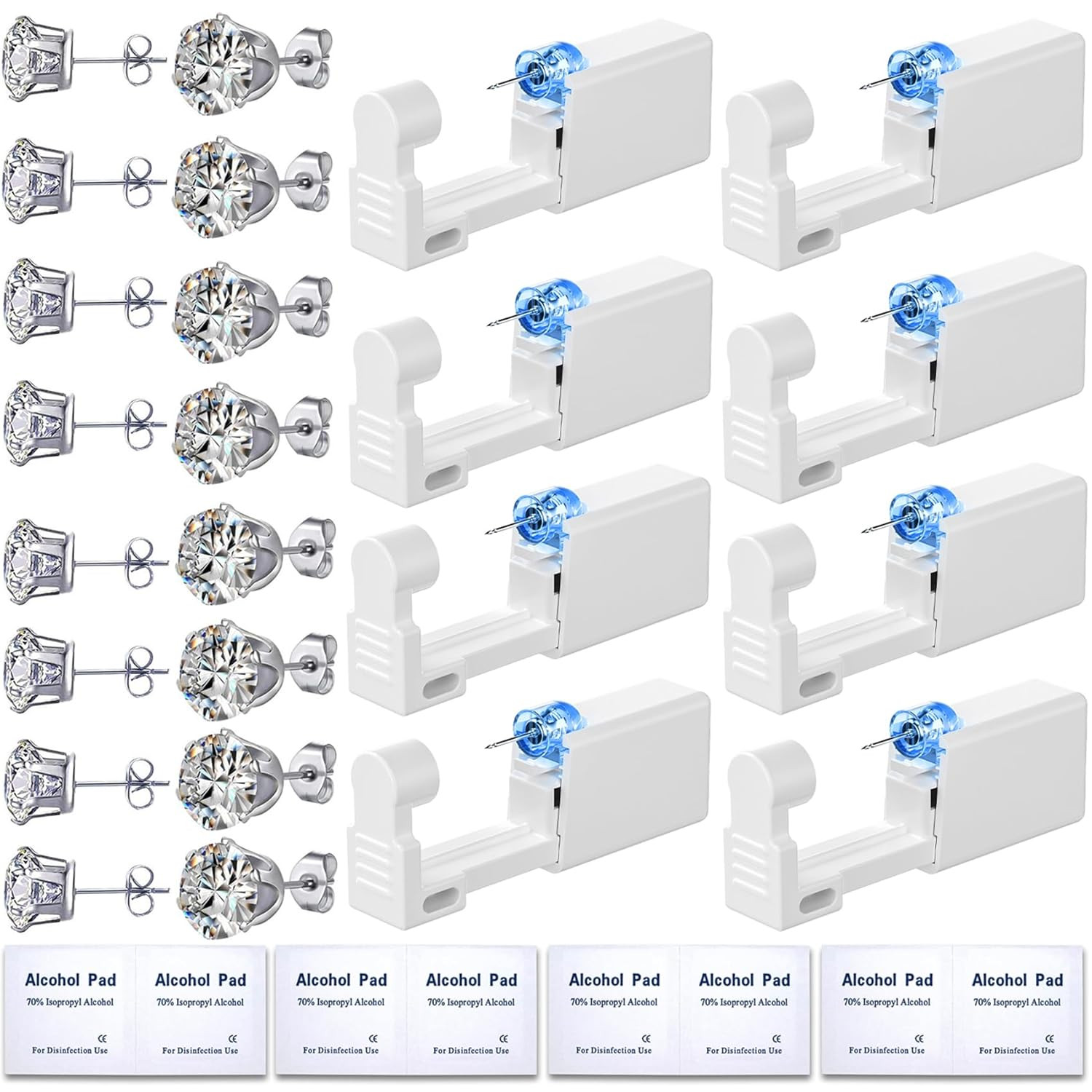 24 Pcs Ear Piercing Kit Disposable Ear Piercing Gun Kit with 8 Pcs Self Piercing