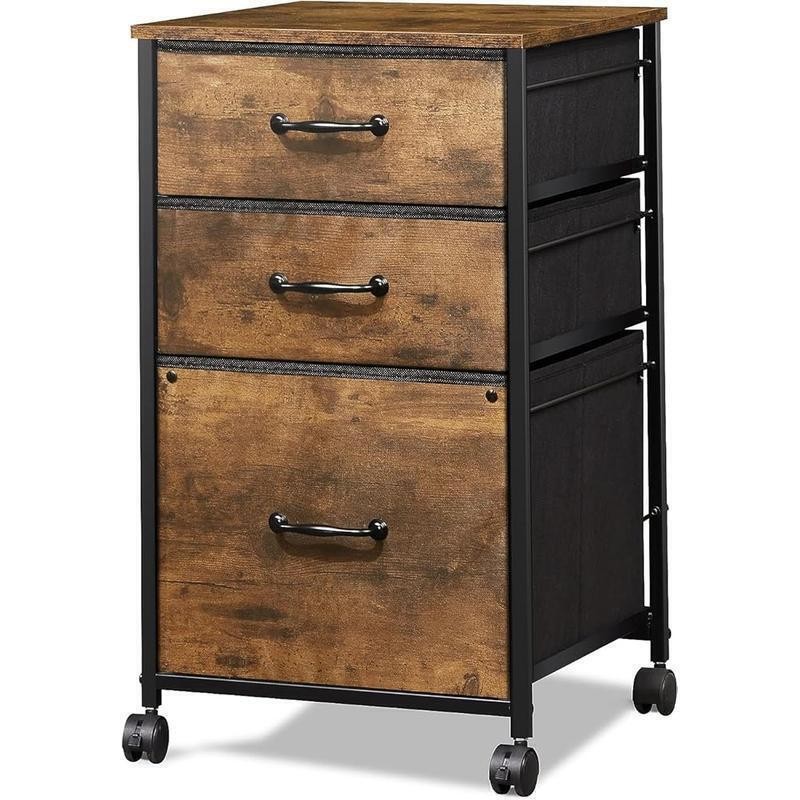 Mobile File Cabinet Rolling Printer Stand 3Drawer Fabric Vertical Filing Cabinet