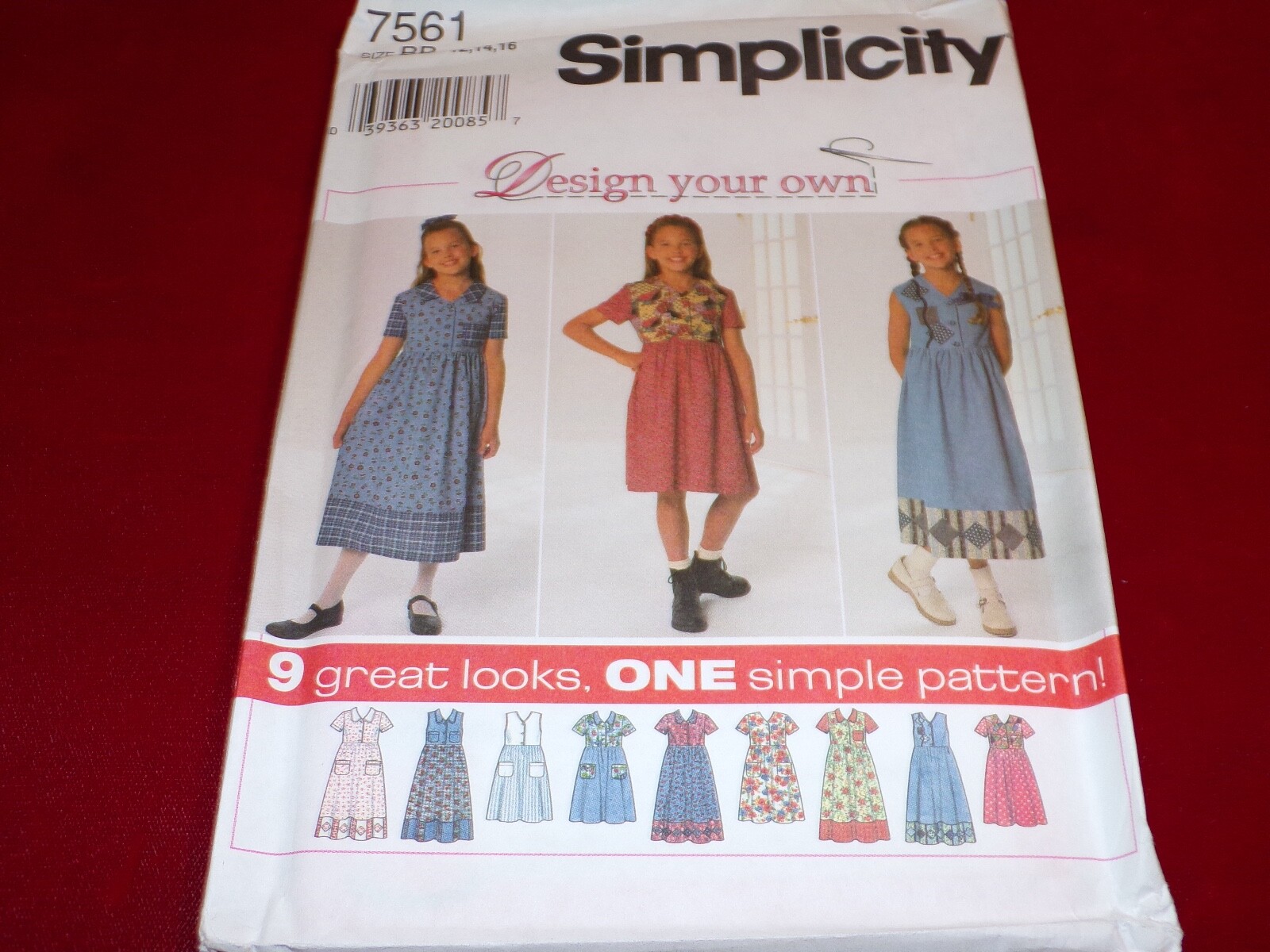 🌸 UNCIRCULATED SIMPLICITY # 7561-GIRLS (9 STYLE) PULLOVER DRESS PATTERN 12-16FF