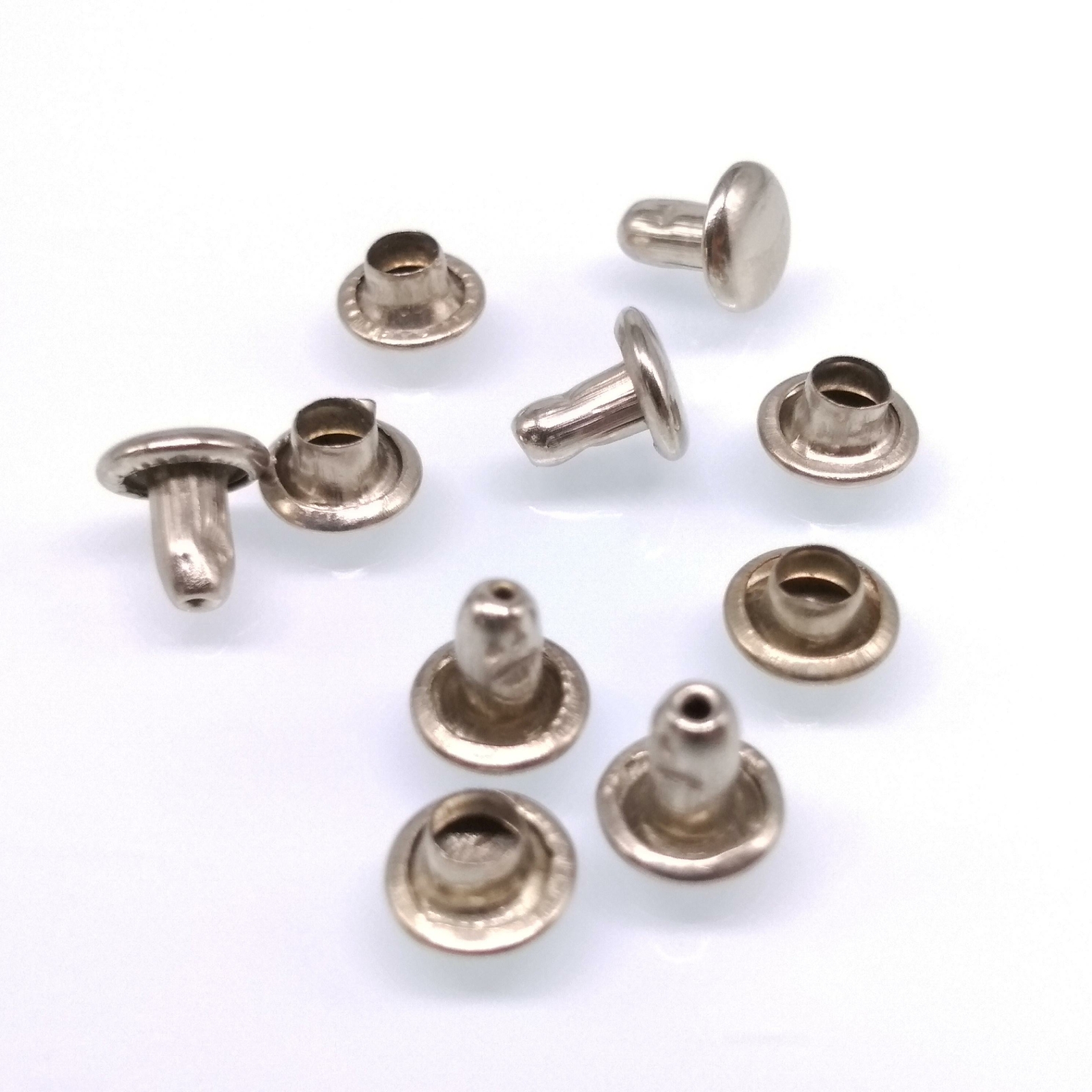 100pcs 6mm Round Double Cap Rivets Leather Craft Stud Repair Tool DIY Set Silver