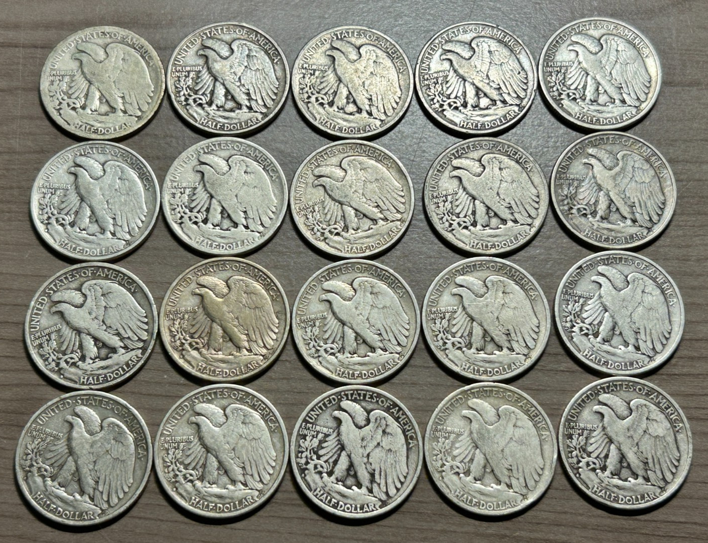 20 Walking Liberty Half Dollar Lot 90% Silver $10 Face Value Assorted Dates