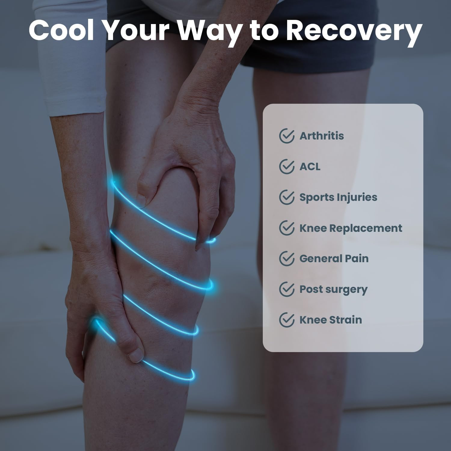 Knee Ice Pack Wrap - Adjustable Ice Pack for Knees Surgery, Replacement, Arthrit
