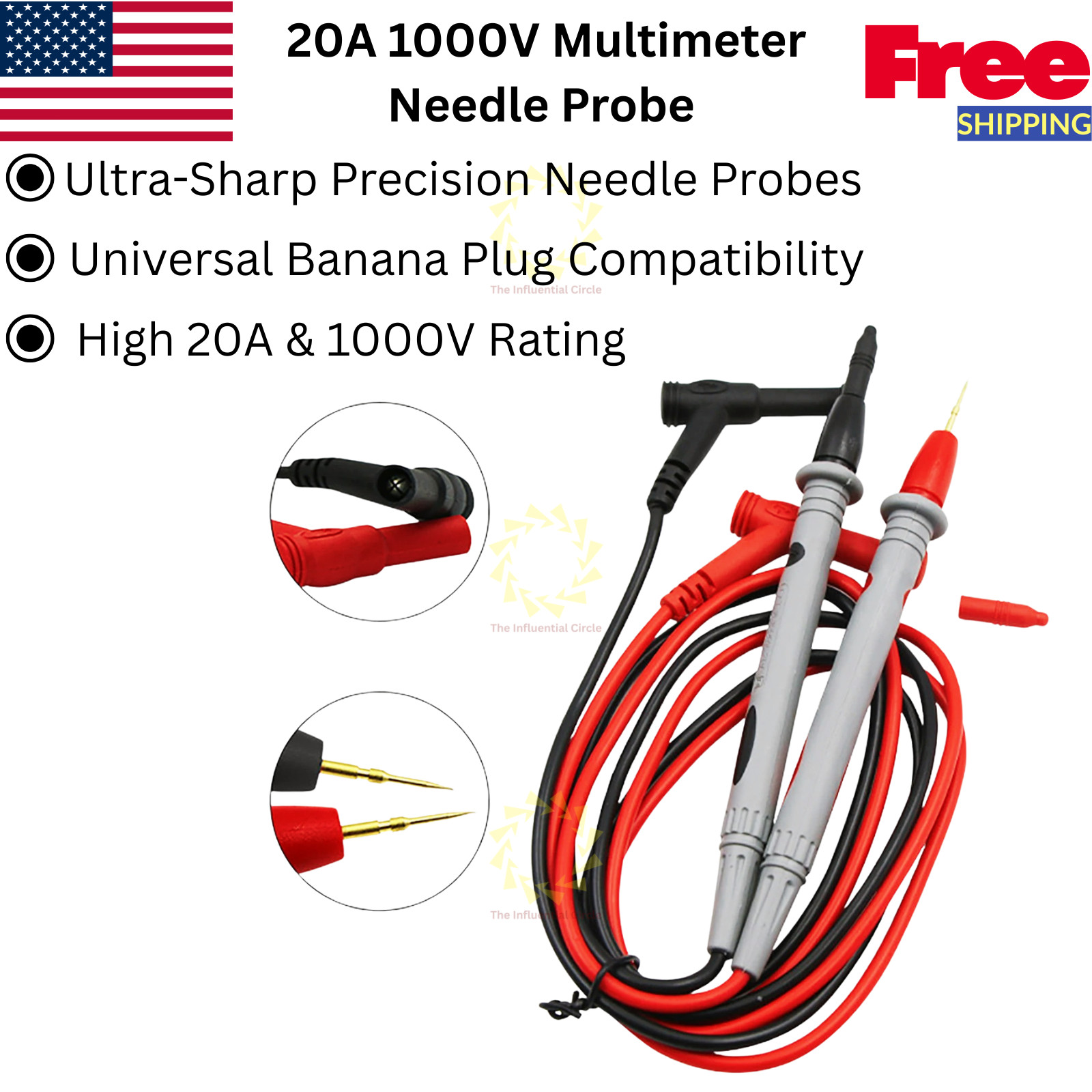 Multimeter Test Leads for Fluke Meter Electrical Alligator Clip Probes 1000V 20A