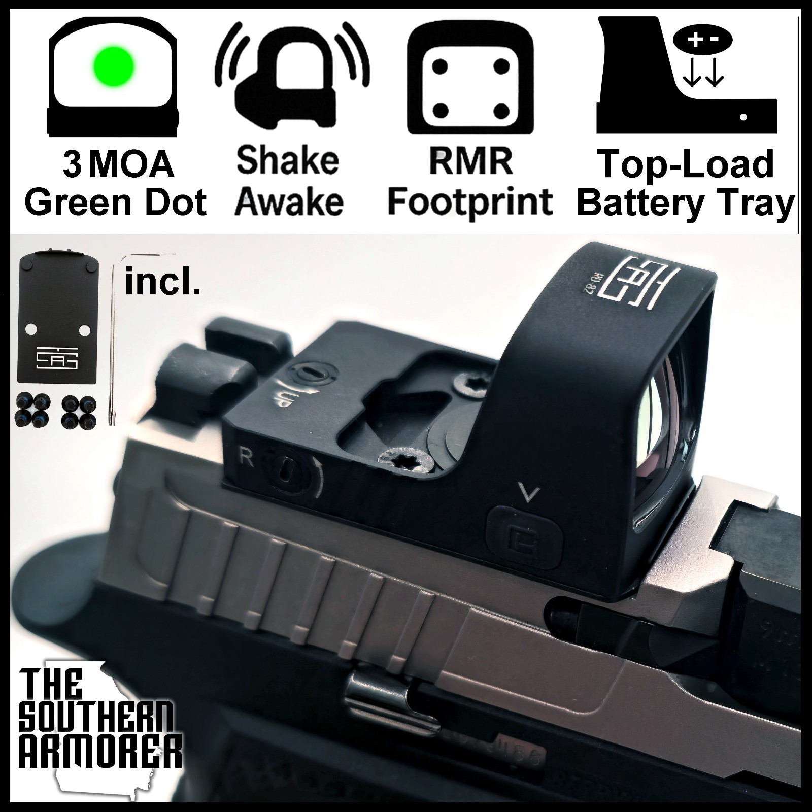 RMR Green Dot Shake Awake Optic Sight with Adapter Plate for SIG P320 X-Series