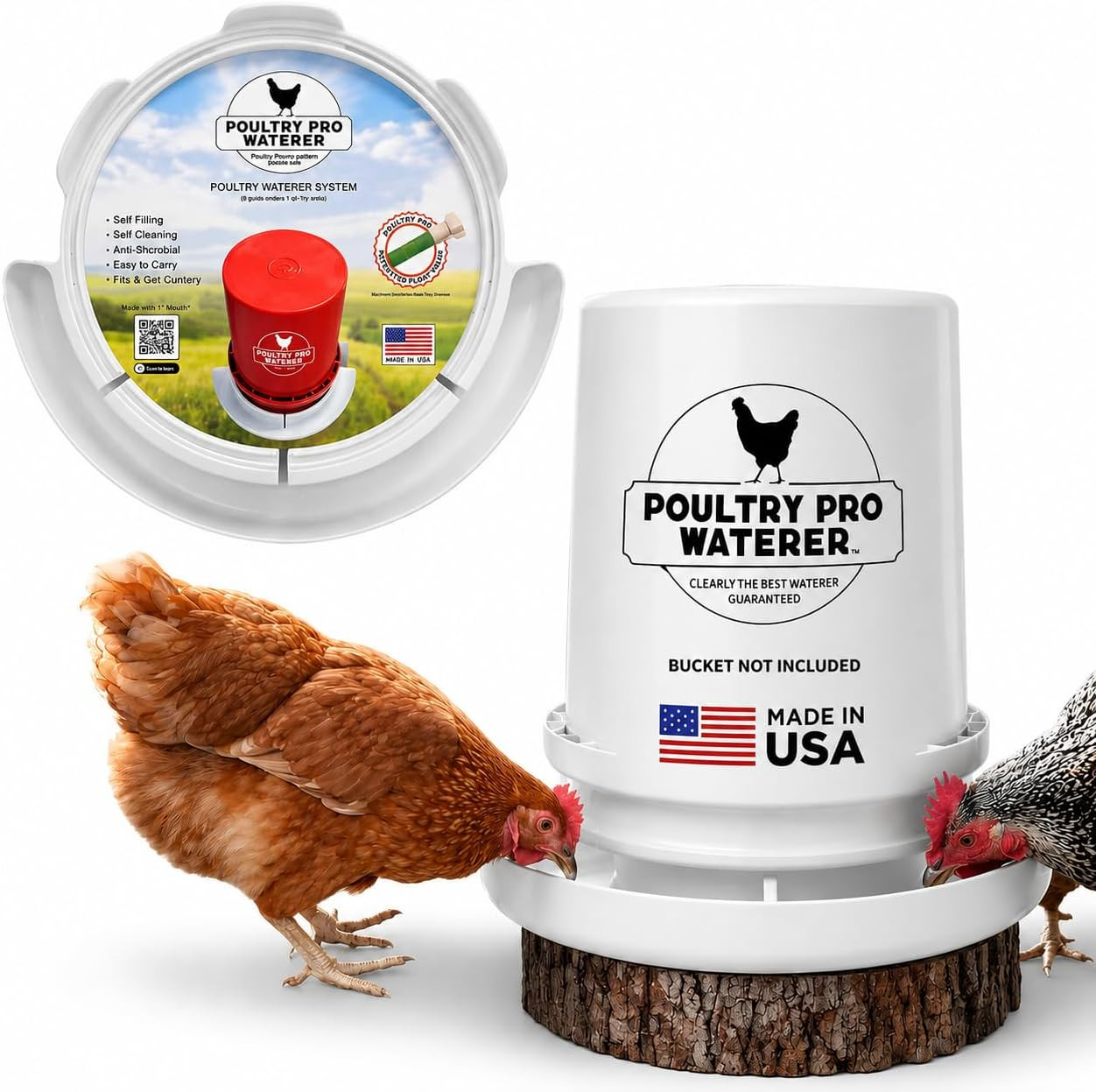 Poultry Pro Chicken Waterer for 5 Gallon Bucket - as Seen on Shark Tank