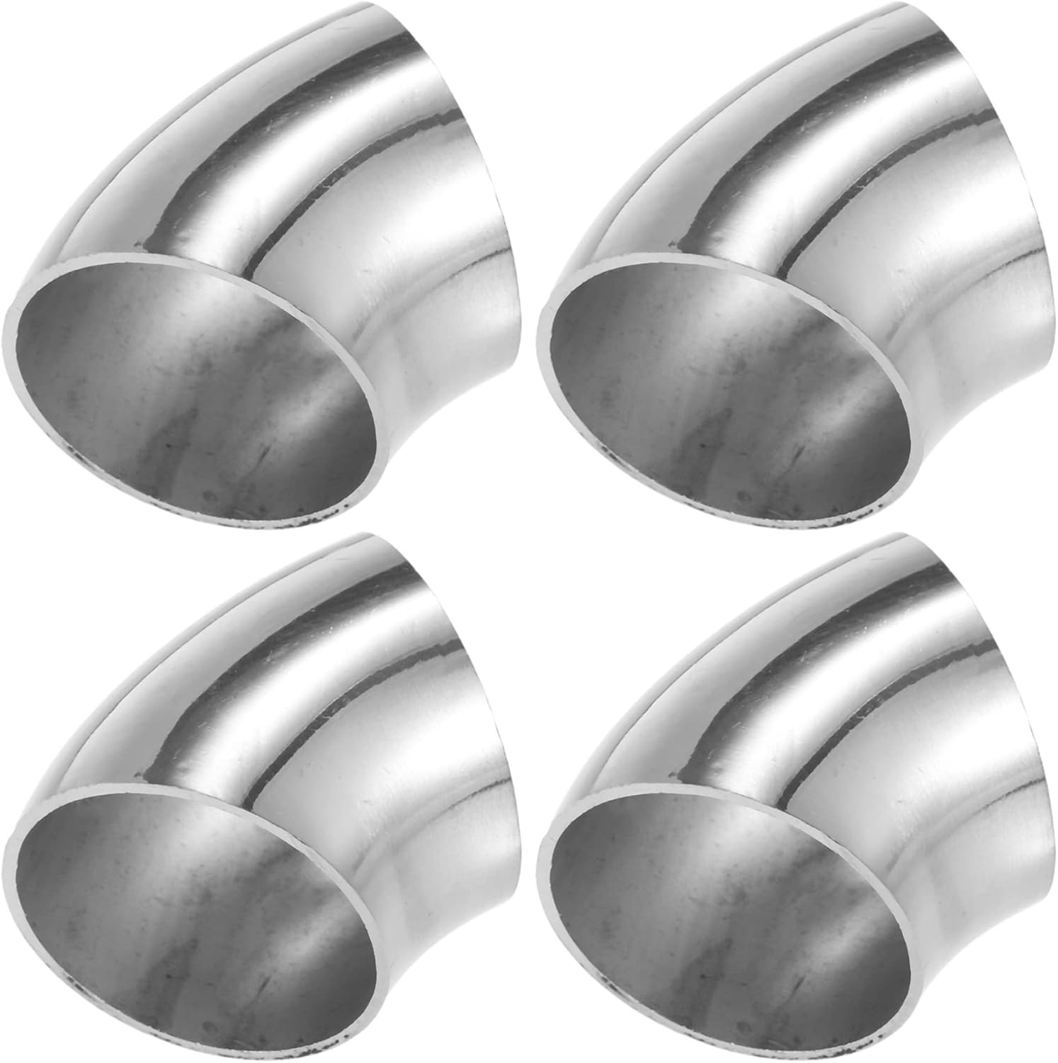 X AUTOHAUX 4 Pcs OD 1.5 Inch 45 Degree SS304 Stainless Steel Bend Tube Exhaust E