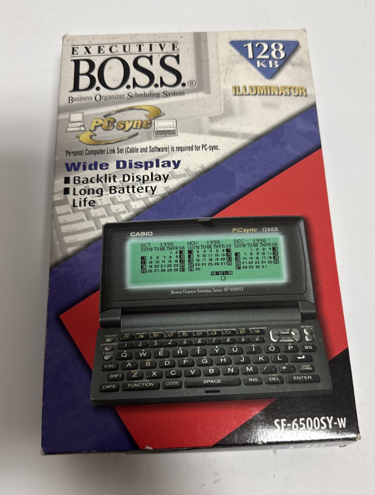 Casio BOSS Business Organizer Scheduling System SF 6500SY PC sync 128KB Open Box