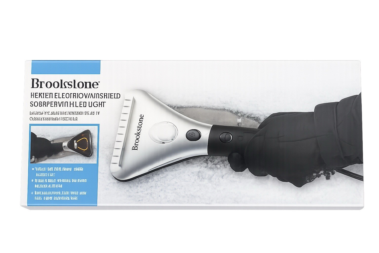 NEW Brookstone Heated Electric Ice Scraper w/ LED Light 12V Car Snow Remover ❄️