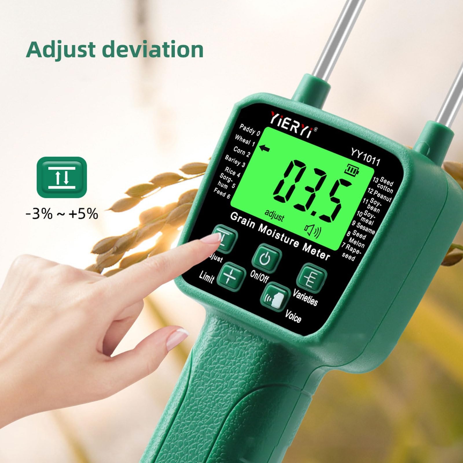 Hay Moisture Tester Meter, Portable Digital Probe Tester with LCD, Grain mois...