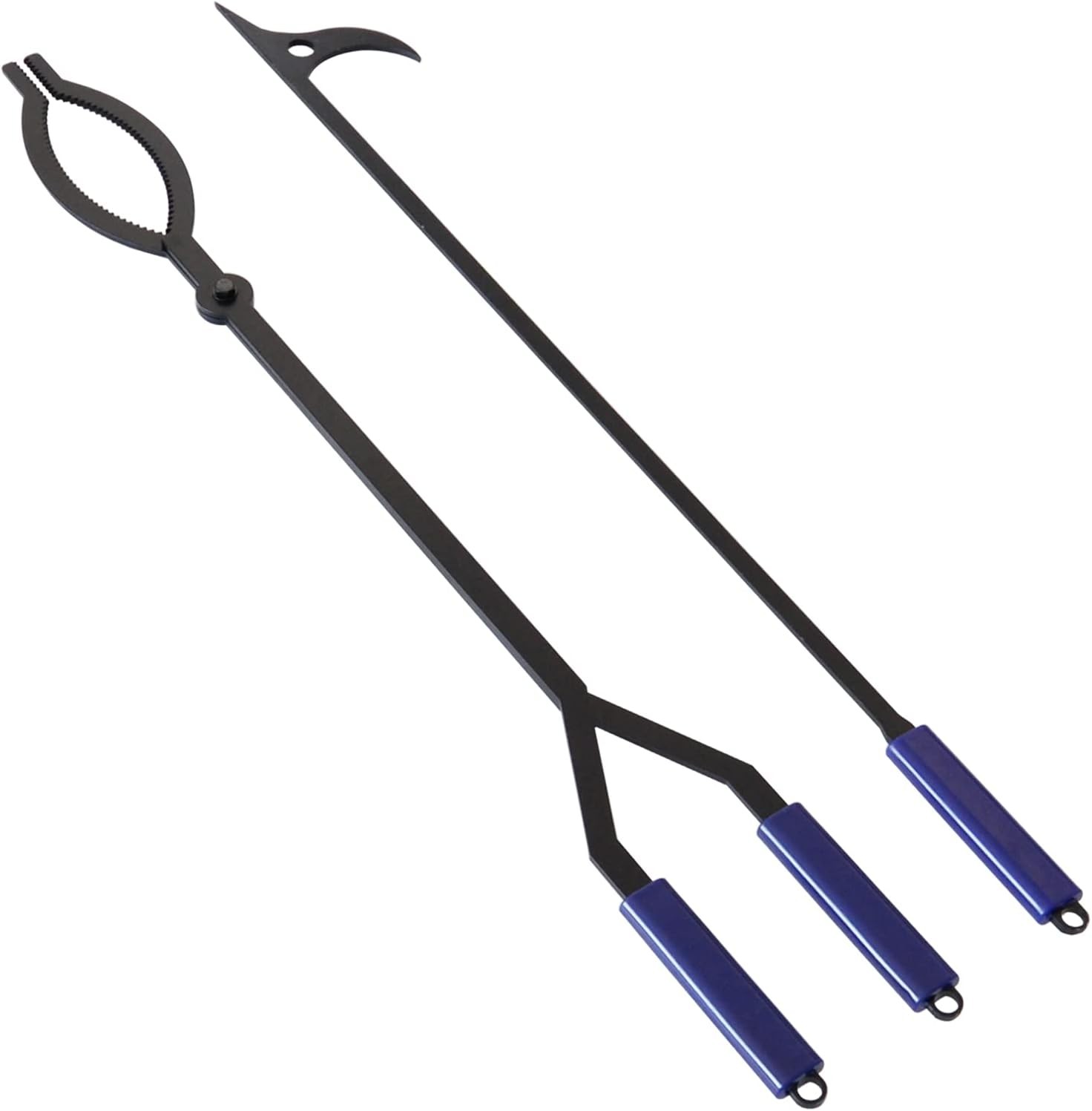 40" Fire Log Tongs Firewood Grabber and Fire Poker Set,Large Fire Pit Tool