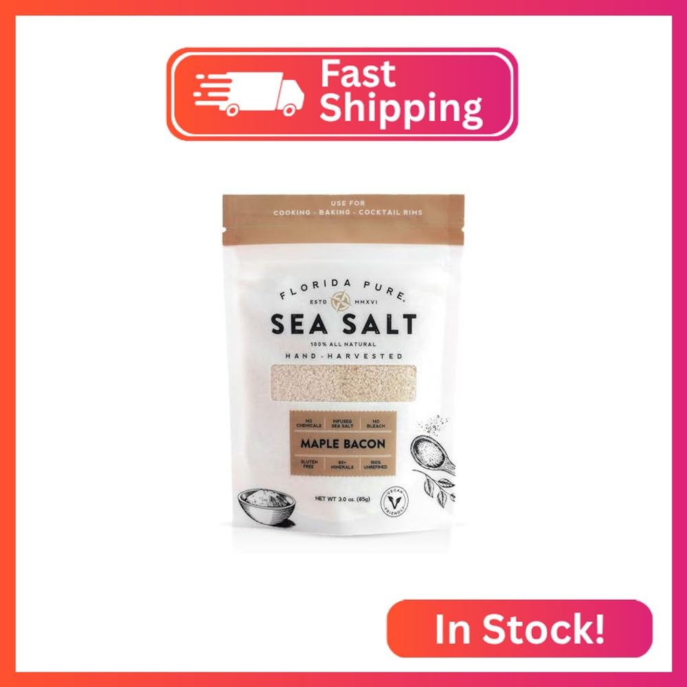 FLORIDA PURE Maple Bacon Sea Salt - Smoky, 80+ Mineral Salt, Natural, Unrefined,