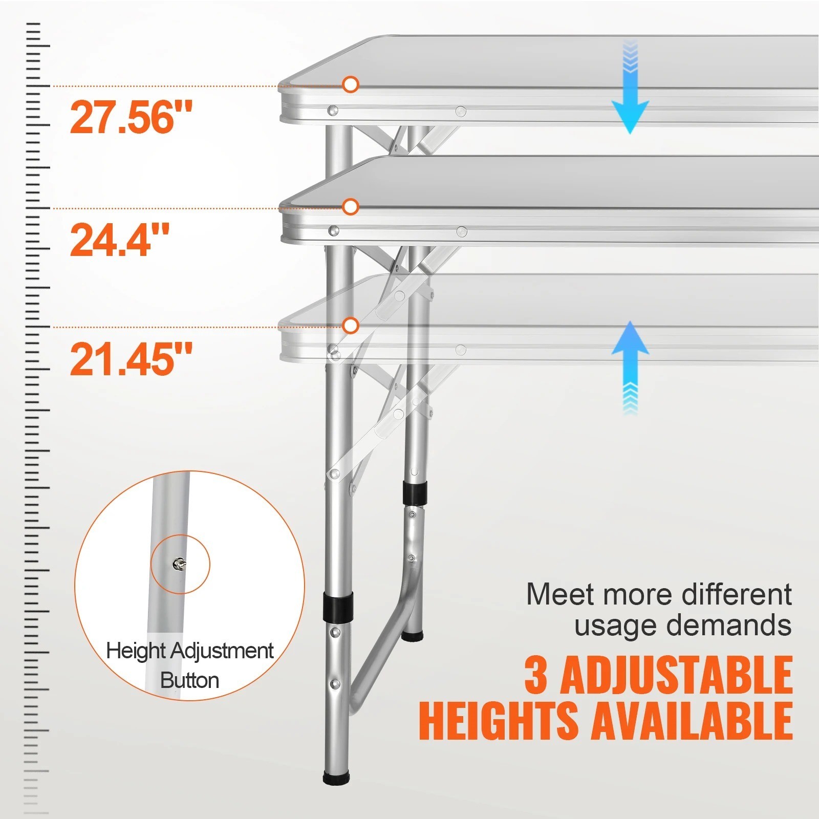 Camping Kitchen Table Adjustable MDF Cook Station Outdoor Portable Foldable