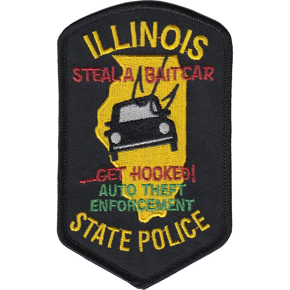 ILLINOIS STATE POLICE SHOULDER PATCH: Auto Theft Enforcement with Metallic Th...