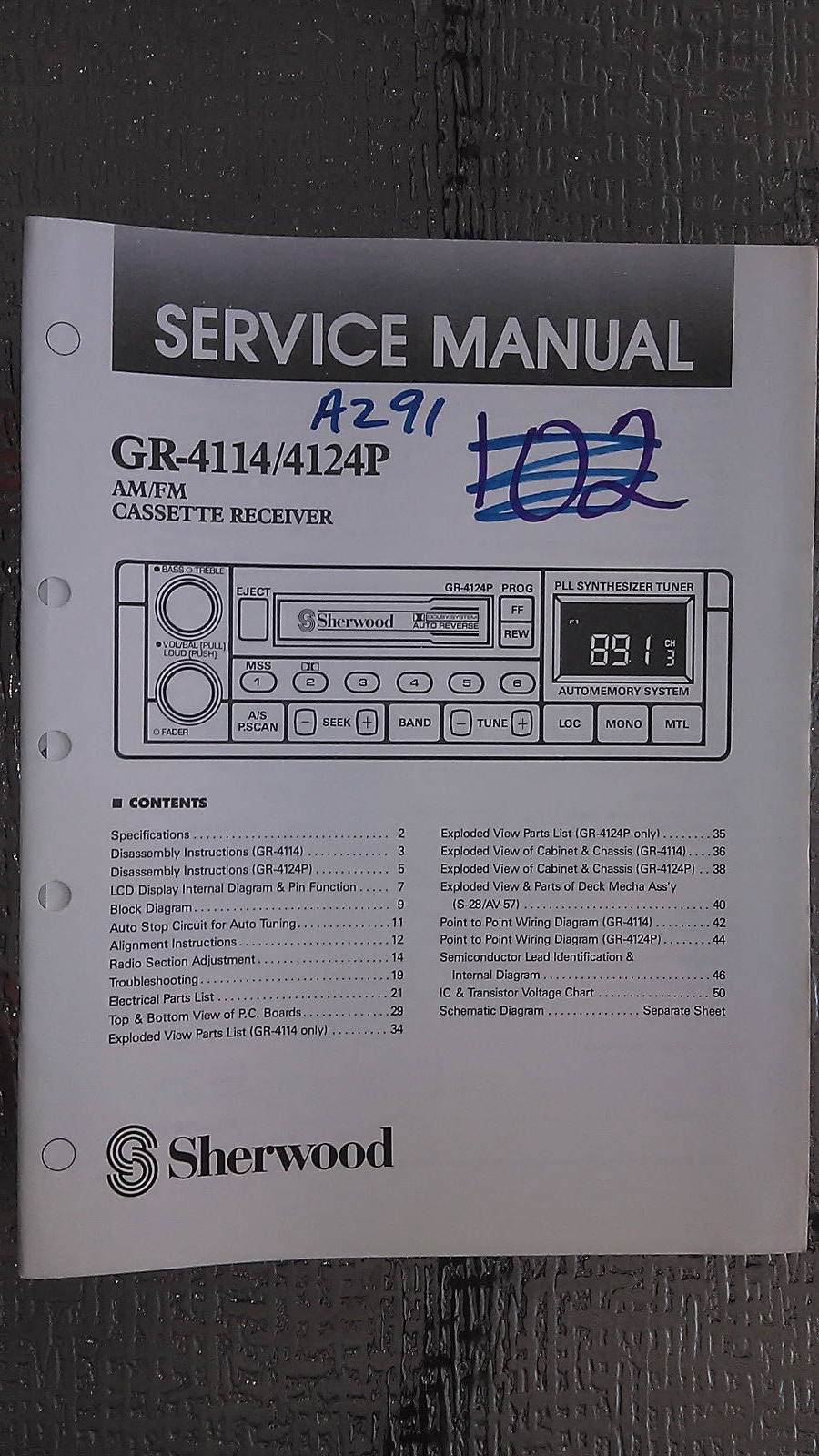Samsung gr-4114 4124p service manual original repair book stereo boombox tape