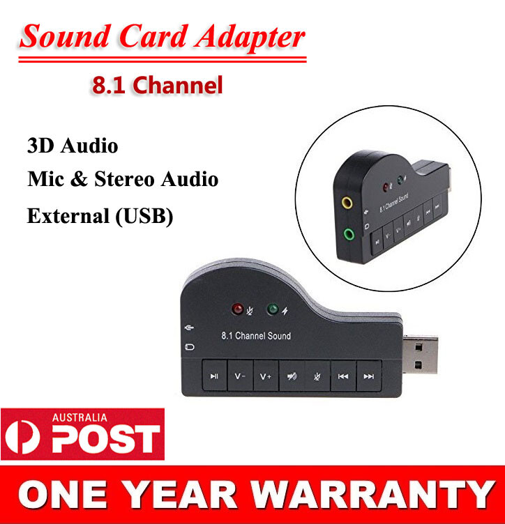 8.1 Channel USB External 3D Audio Sound Card Adapter For PC Laptop Headphone MIC