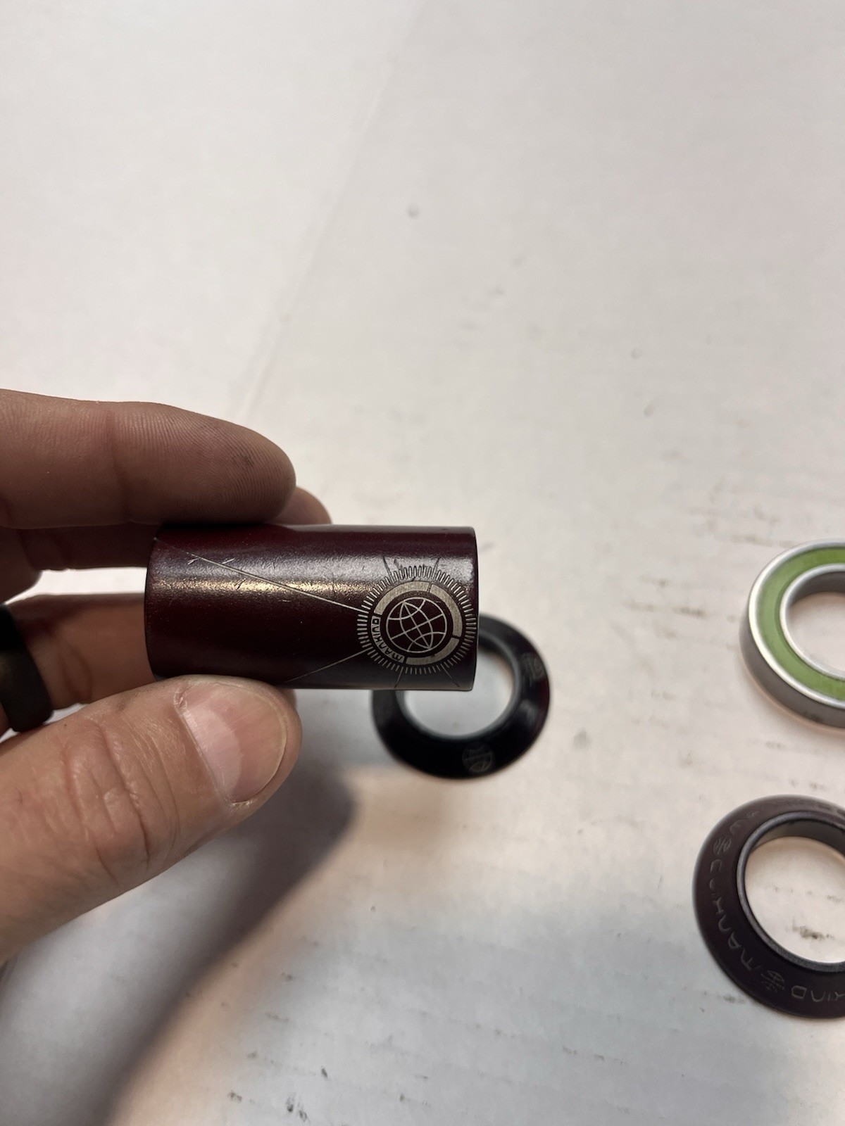 Mankind Bmx Spanish Bottom Bracket 22m Spindle Hole Dark Red