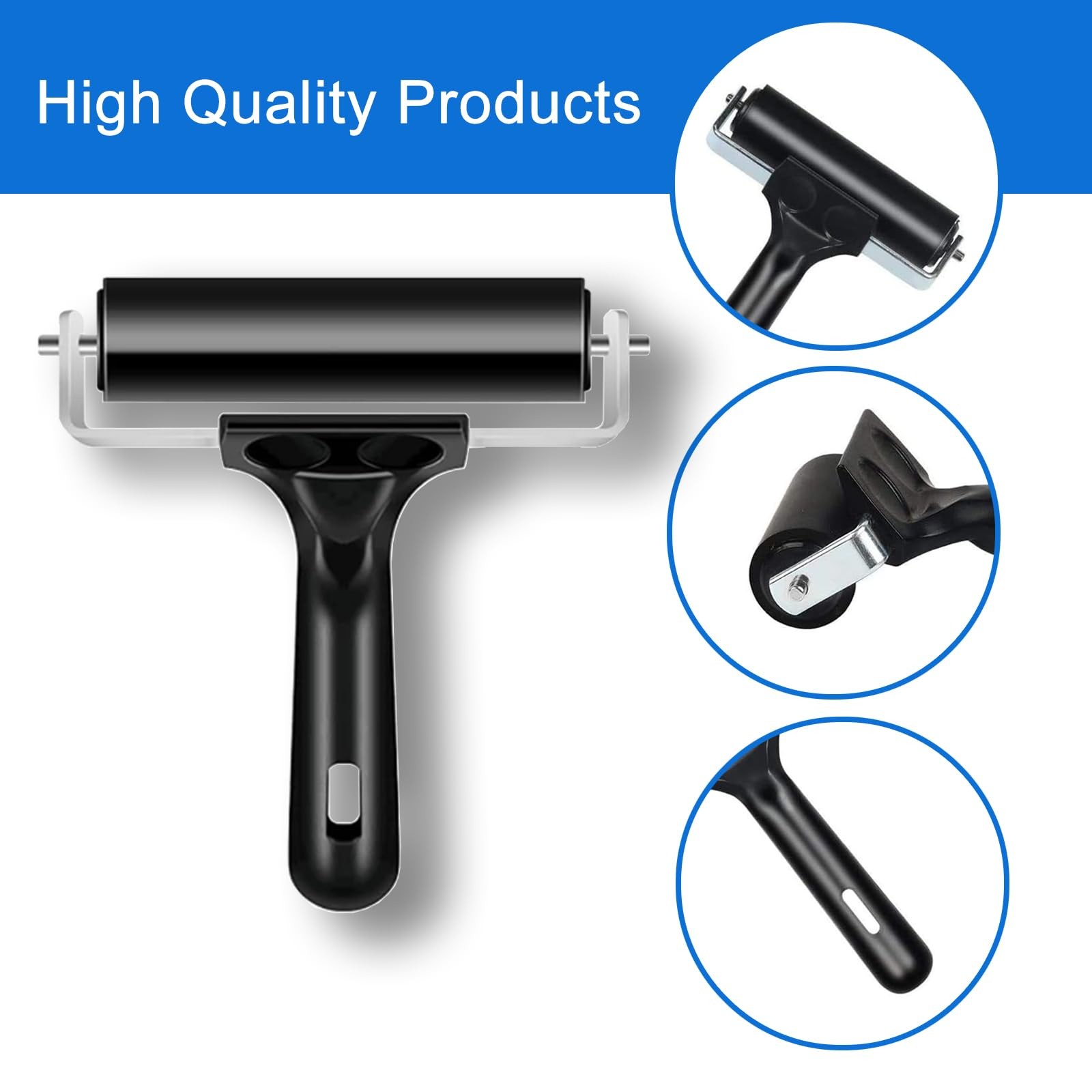 2 Pack Brayer Rollers, Professional Rubber Art Rollers with Comfortable Hand Fee