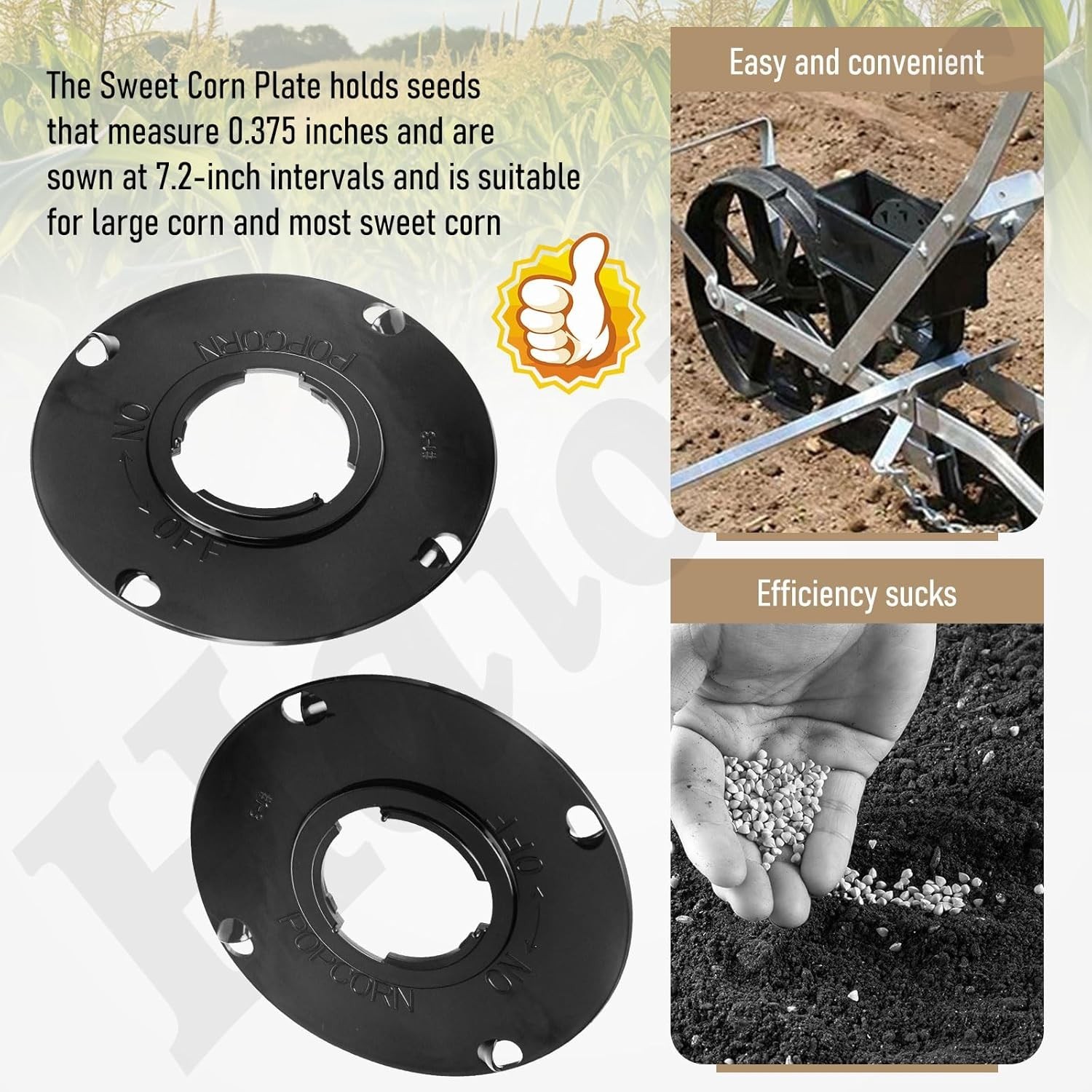 2 Pack Sweet Corn & Popcorn Seed Plates for E-arthway 1001-B Garden Seeder