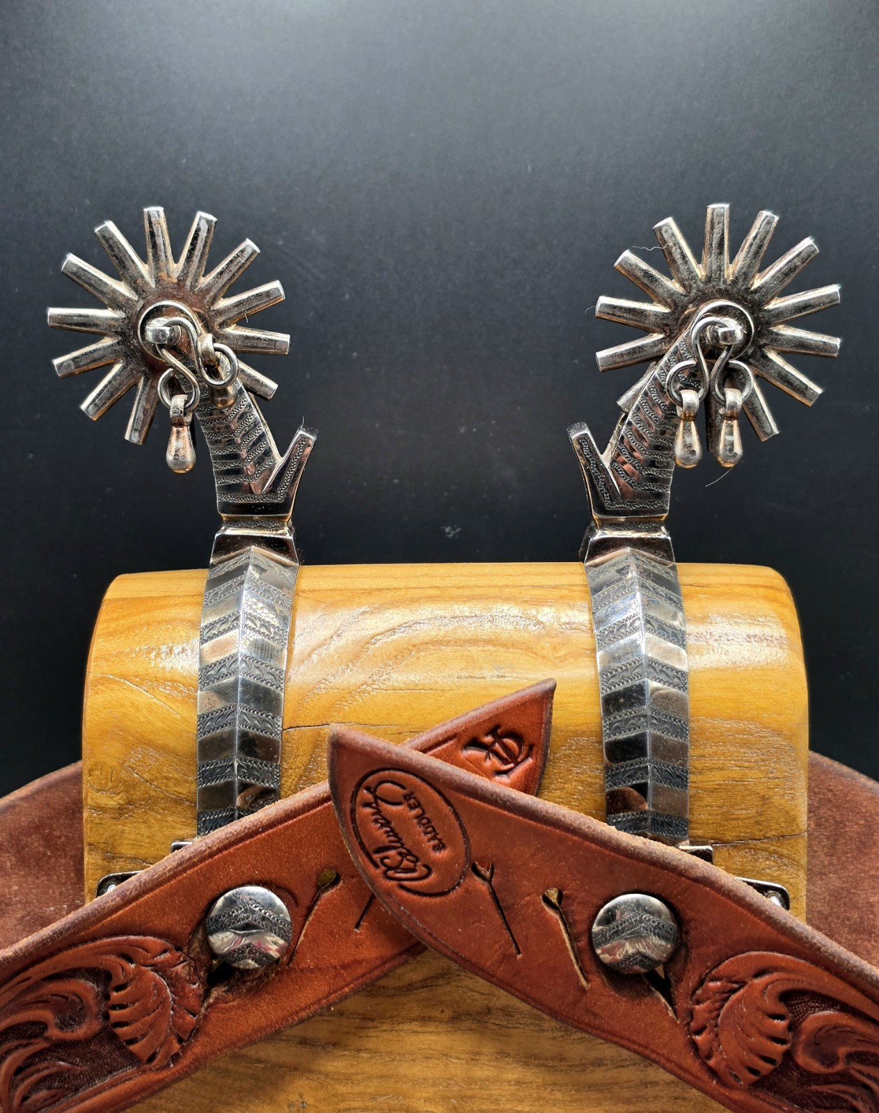Vintage Sterling Inlay Garcia Spurs With Straps (J.M. Capriola)