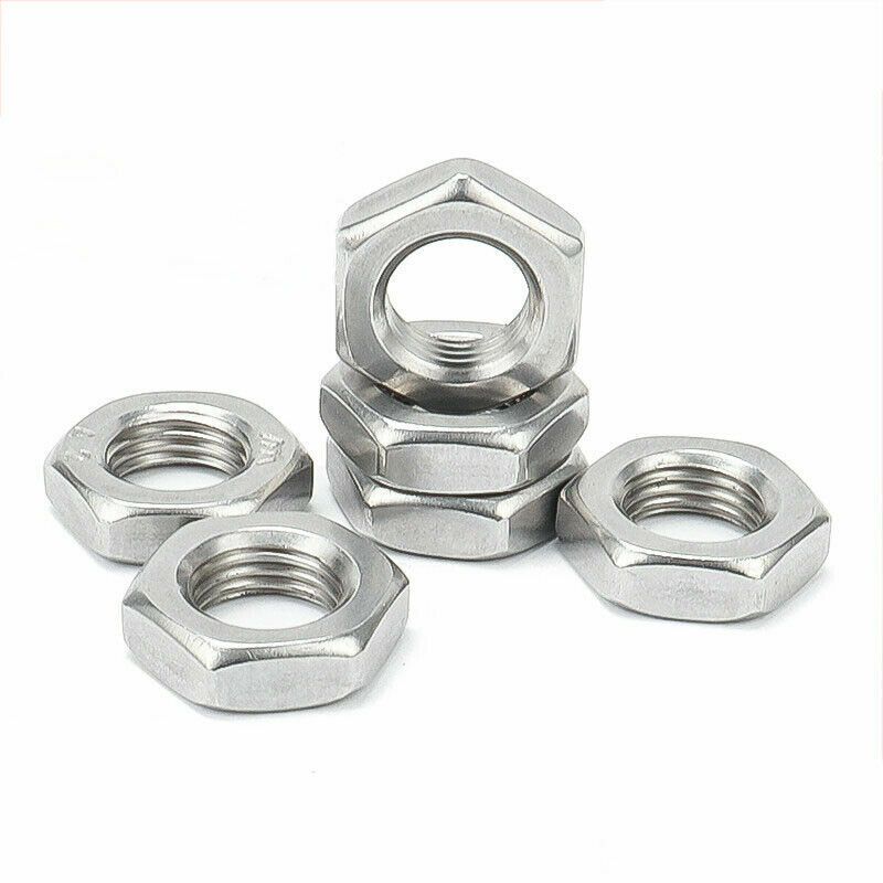 50pcs M6 x 0.35mm Fine Thread Hex Half Thin Jam Nuts A2 304 Stainless Steel