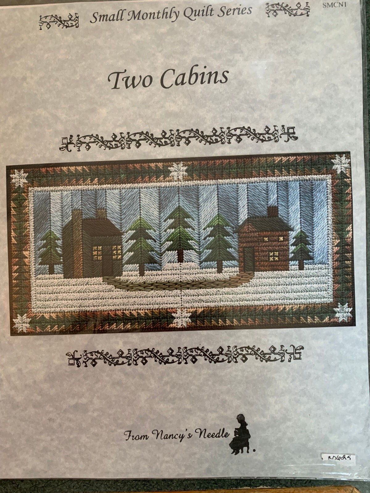 Two Cabins Needlepoint Pattern - Small Monthly Quilt Series From Nancy's Needle