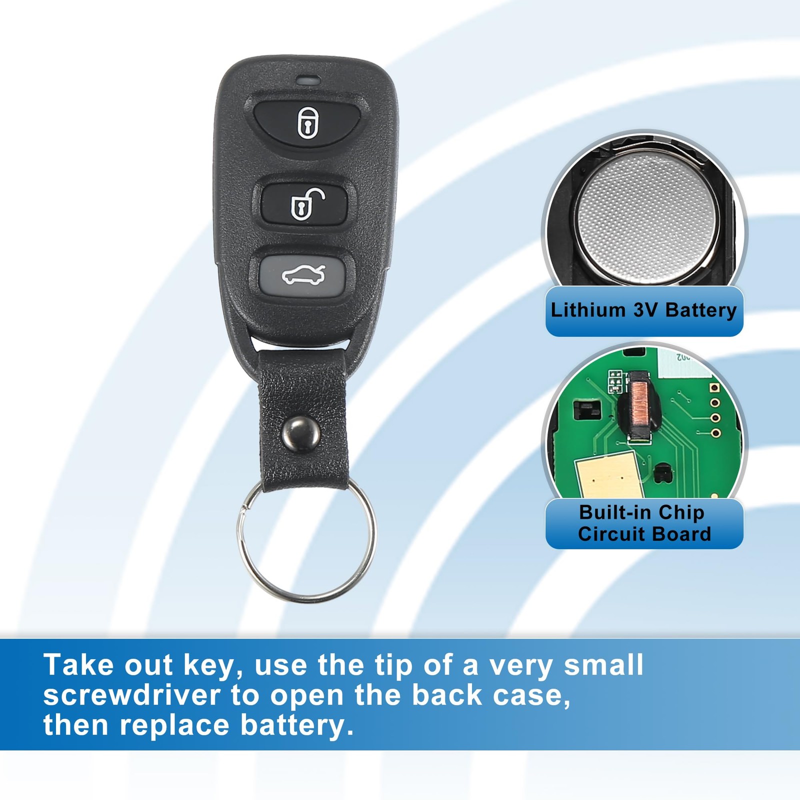 2pcs 315MHz 4 Button Car Keyless Entry Remote Control Key Black 2.44"x1.34"