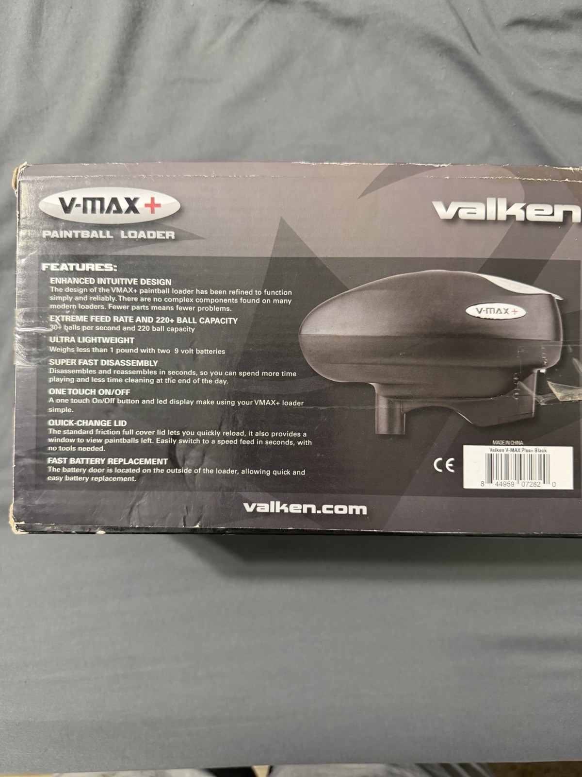 Valken V-MAX+ Paintball Loader / Hopper Black - VMAX Plus Electronic Loader