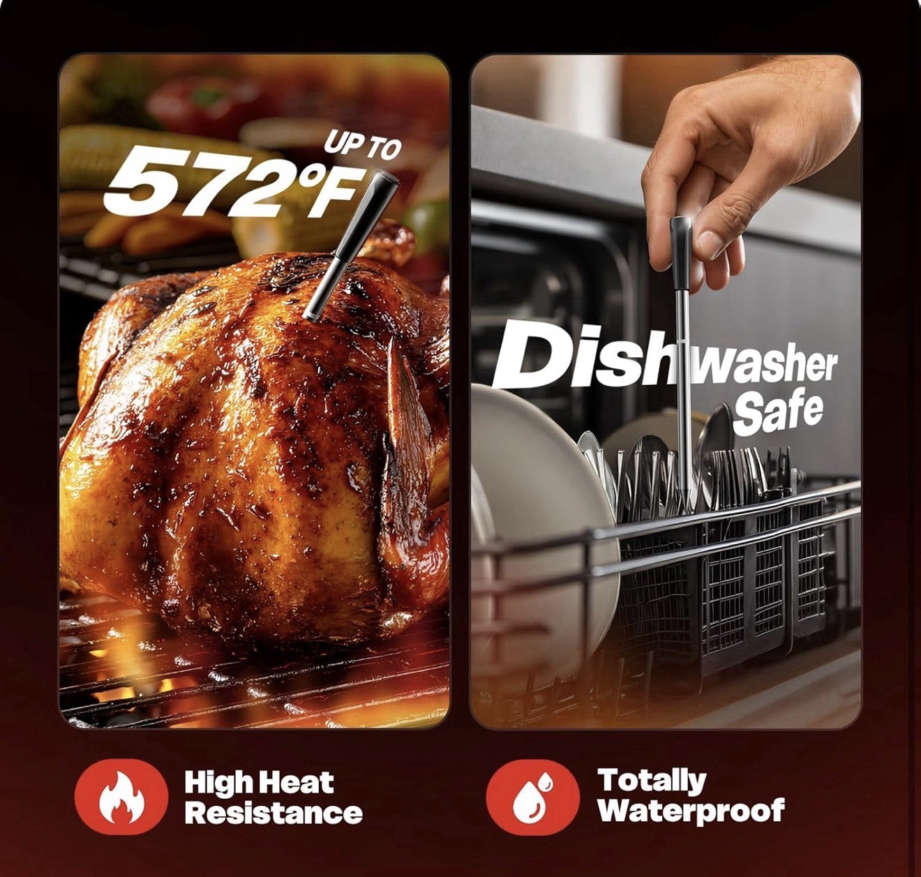 Probe Plus Wireless Digital Meat Thermometer w/ App, Waterproof, Dishwasher Safe
