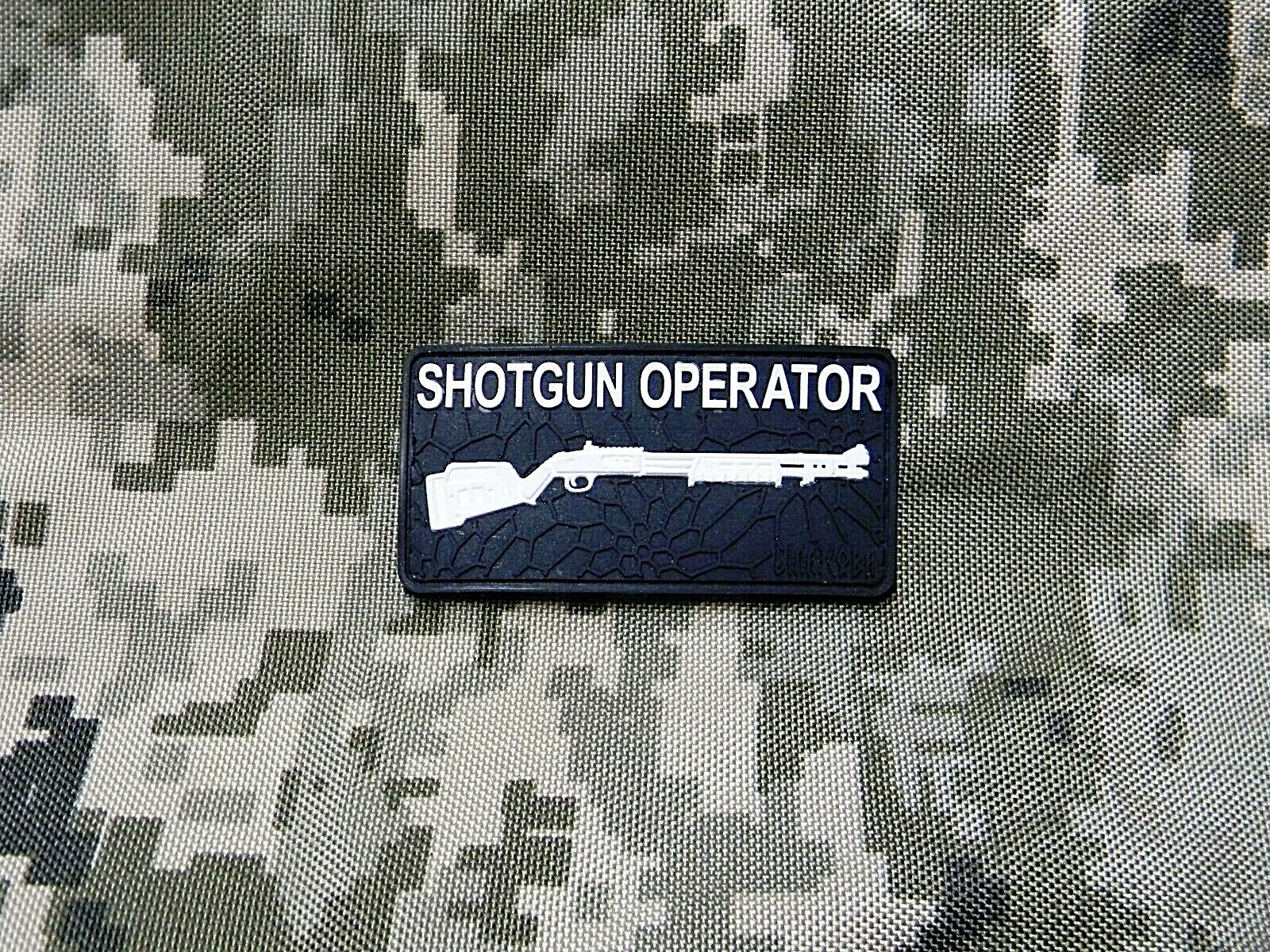 2D pvc rubber tactical morale military army patch “Shotgun operator” bk/wh