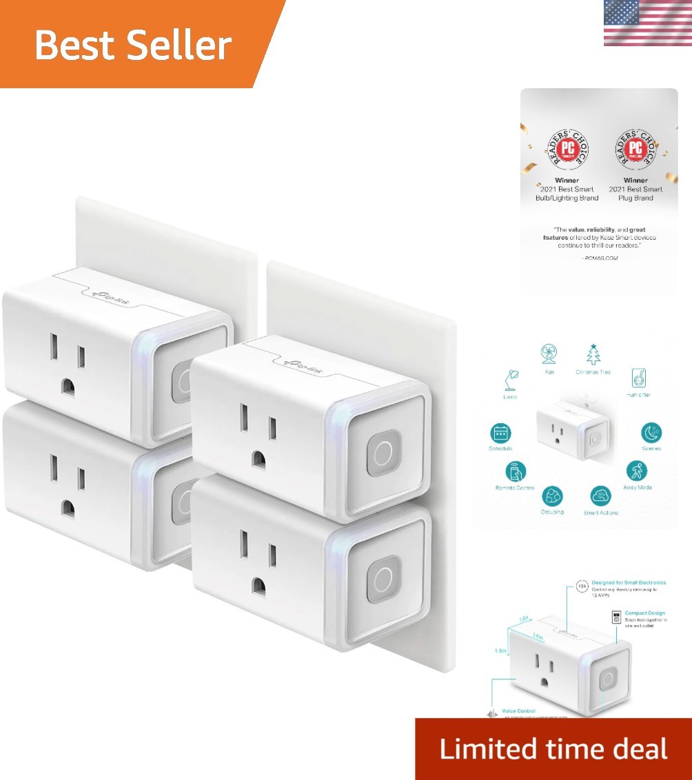 Smart Wi-Fi Outlet Plug Alexa Google Home Voice Control 4 Pack