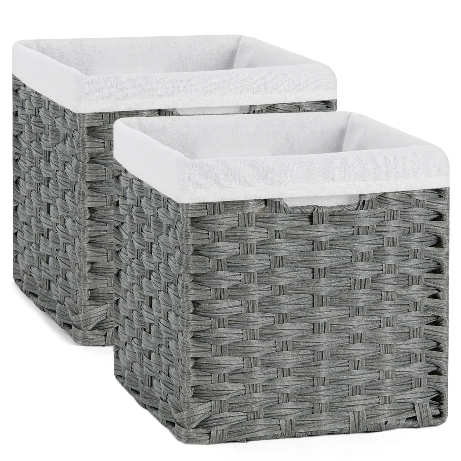 Wicker Baskets For Shelves Waterproof Imitation Wicker Cube Storage Bins With Li