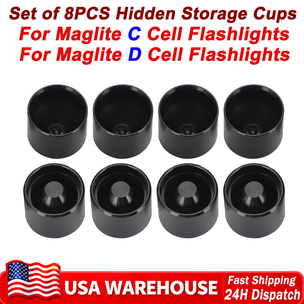 For Maglite C D Cell Dry Storage Hidden Cups - Anodized Aluminum Non Freeze Plug