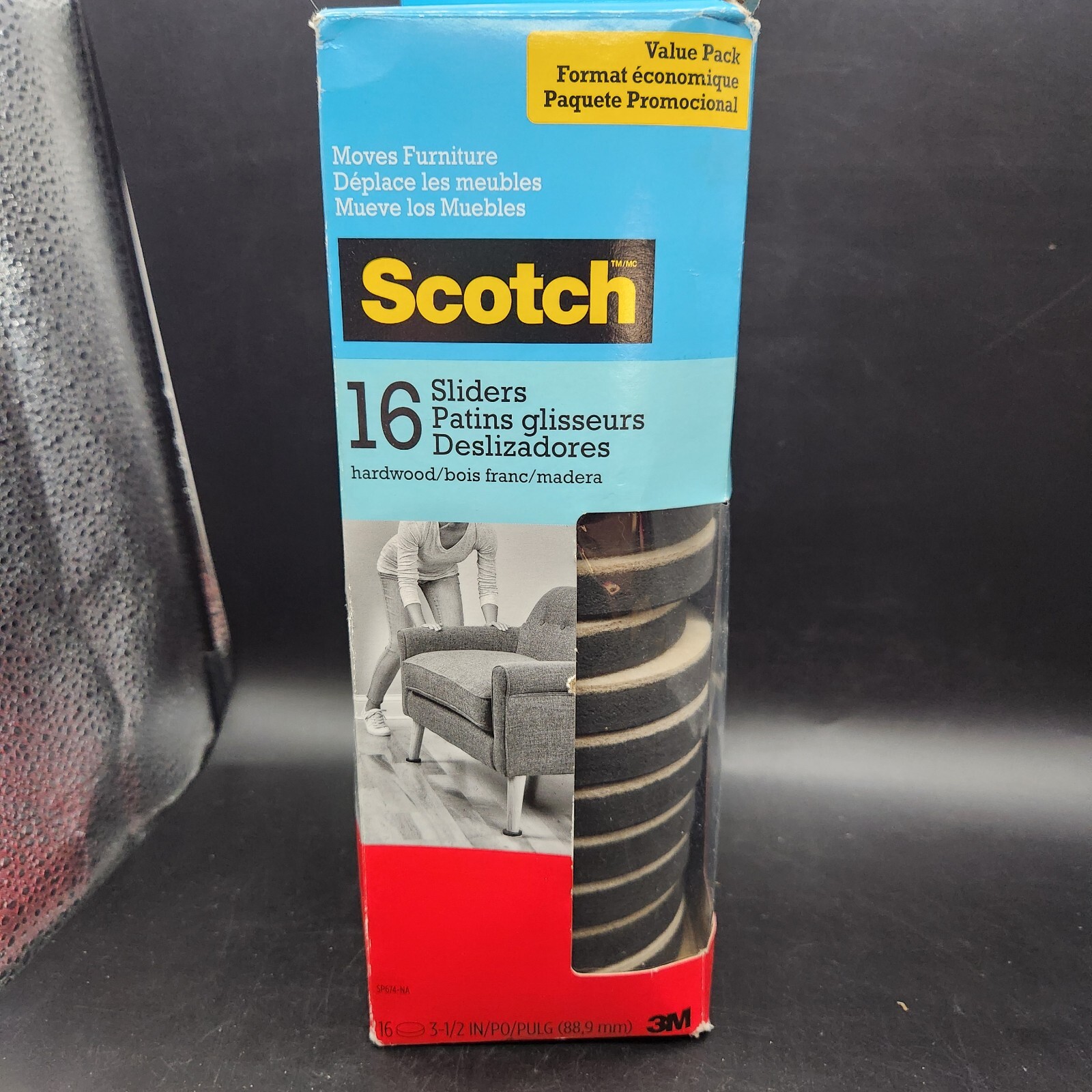 Scotch Furniture Sliders 3.5 inch Black Beige 16 Pack Open Box
