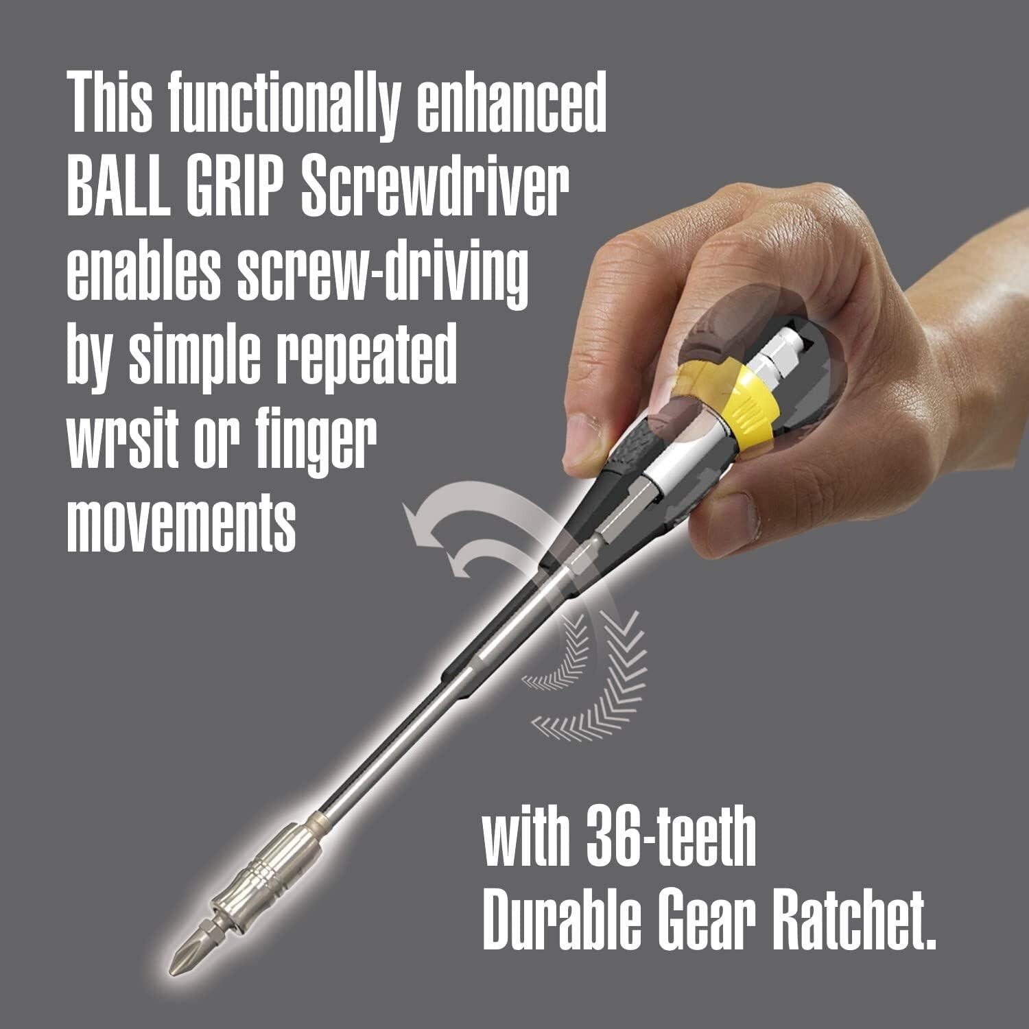 Vessel Ball Grip Ratchet Interchangeable Screwdriver with 10pc Bit Set 2200MBH12