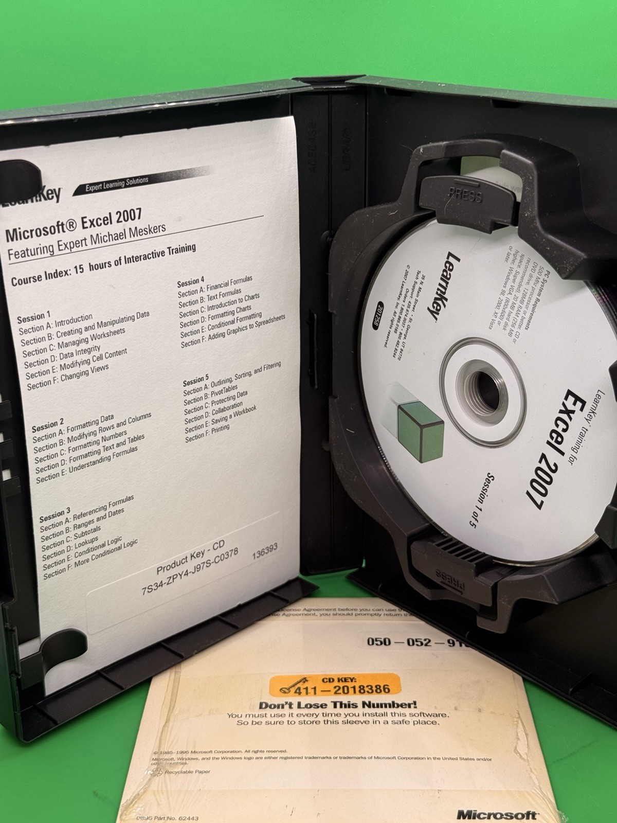 LearnKey Microsoft Excel 2007 Ft. Expert Michael Meskers 5 Disc CD-Rom Set