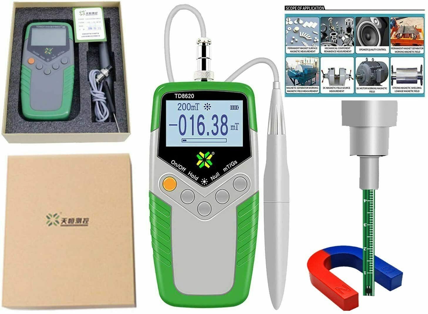 Teslameter Magnetic Strength Tester with Range 200mt/2000mt Display Accuracy ±5%