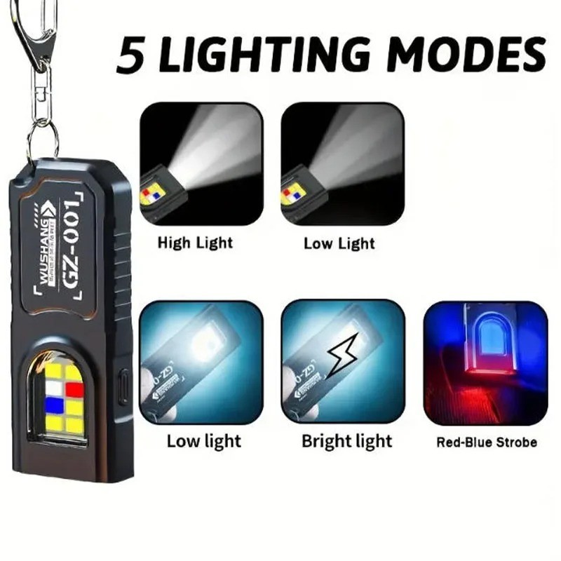 Powerful Mini LED Keychain Flashlight USB Rechargeable Waterproof EDC SOS Light