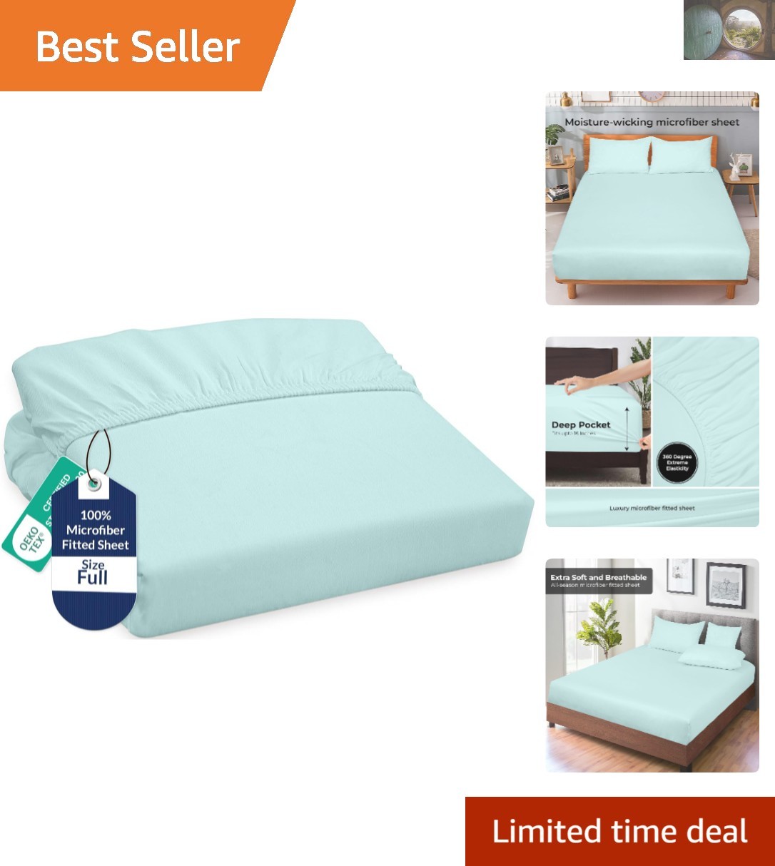 Luxury Aqua Full Fitted Sheet - Deep Pocket Design for Perfect Mattress Fit
