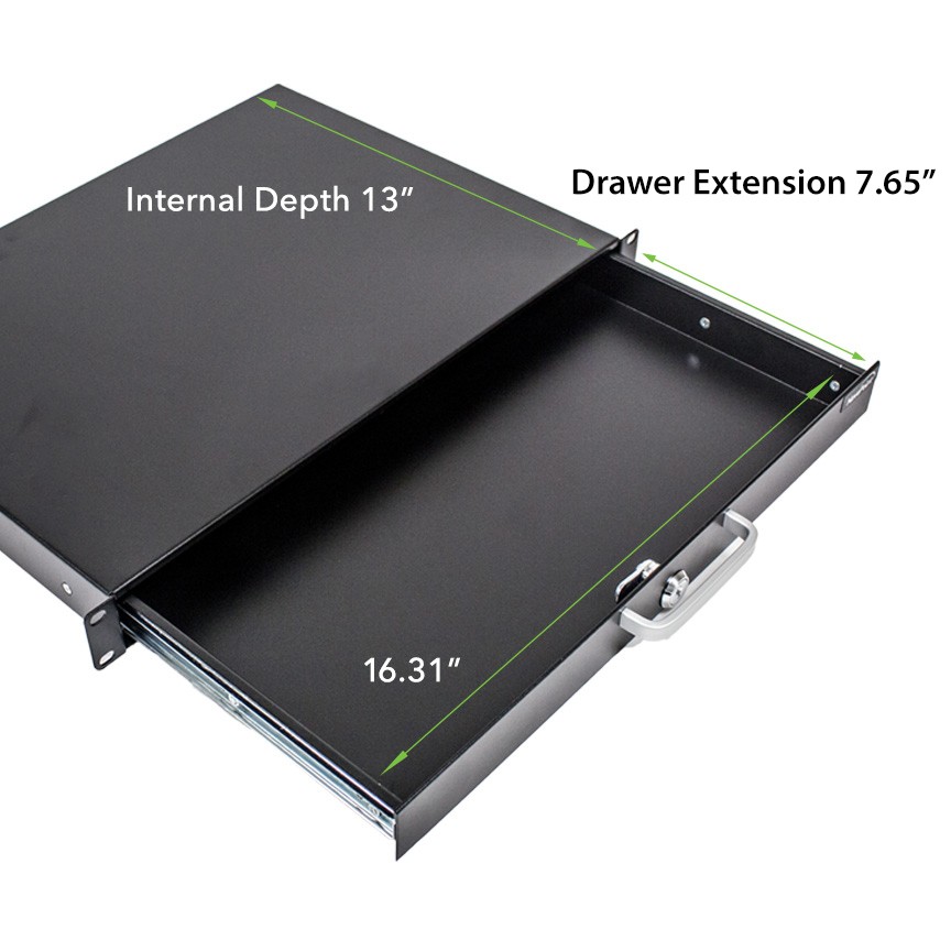 Rack Mount DJ 19" Rack Road Case Equipment Deep Drawer 1U 1 Space Locking