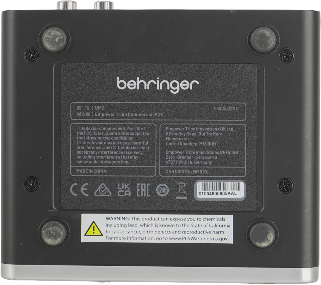 Behringer U-PHORIA UM2 USB Audio Interface XENYX Preamp 2x2 Recording Desktop