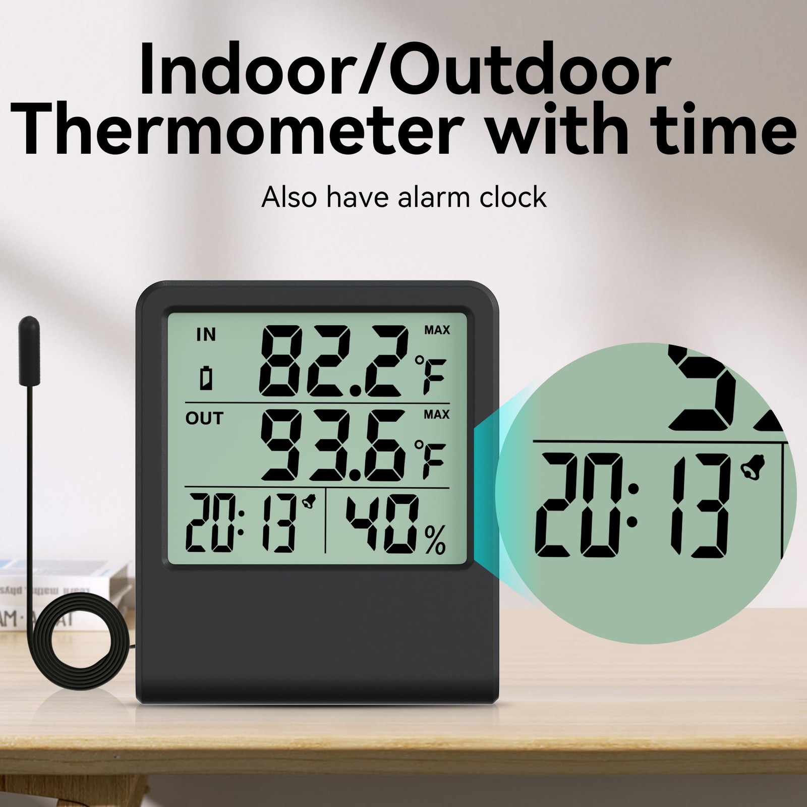 4-in-1 Thermometer Hygrometer with Alarm