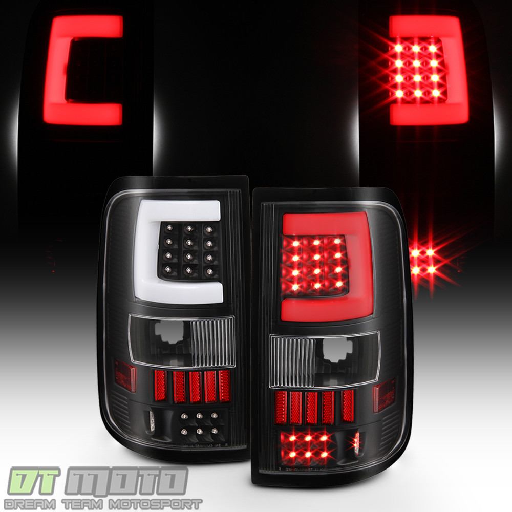 Black 2004 2005 2006 2007 2008 Ford F150 LOBO Pickup LED Tube Tail Lights Lamps