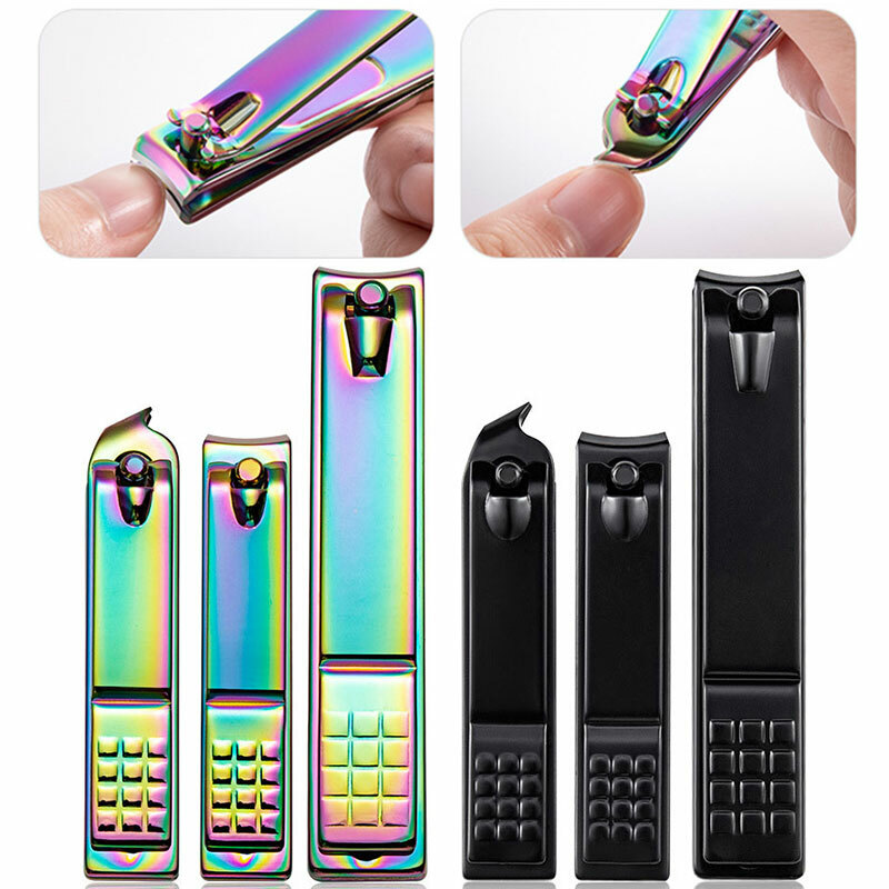 Stainless Steel Nail Clipper Straight &Curved Cut Large&Small Black &multicolor❥