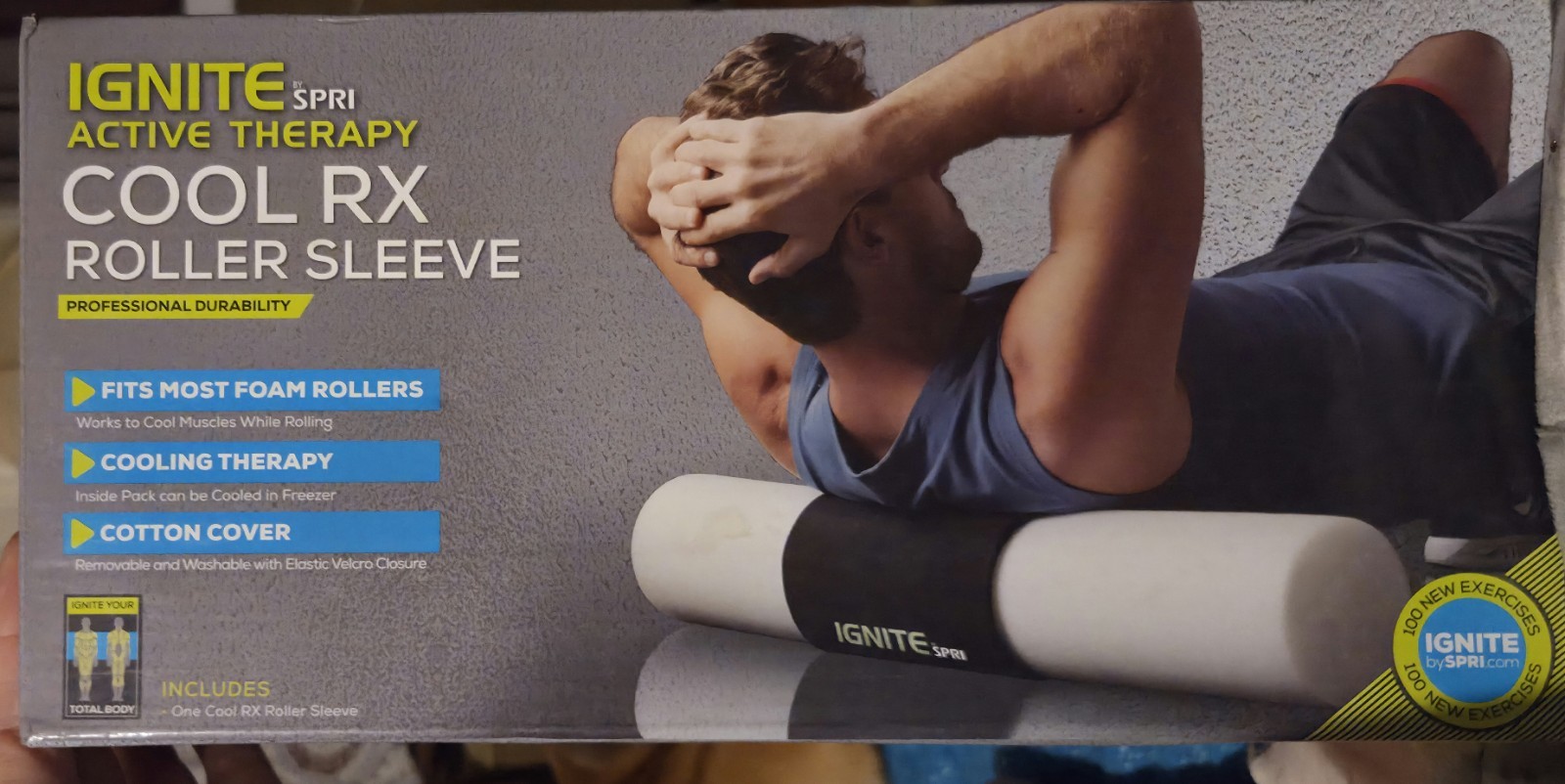 2 New Ignite Spri Active Therapy Cool RX Roller Sleeve Fits Most Foam Rollers