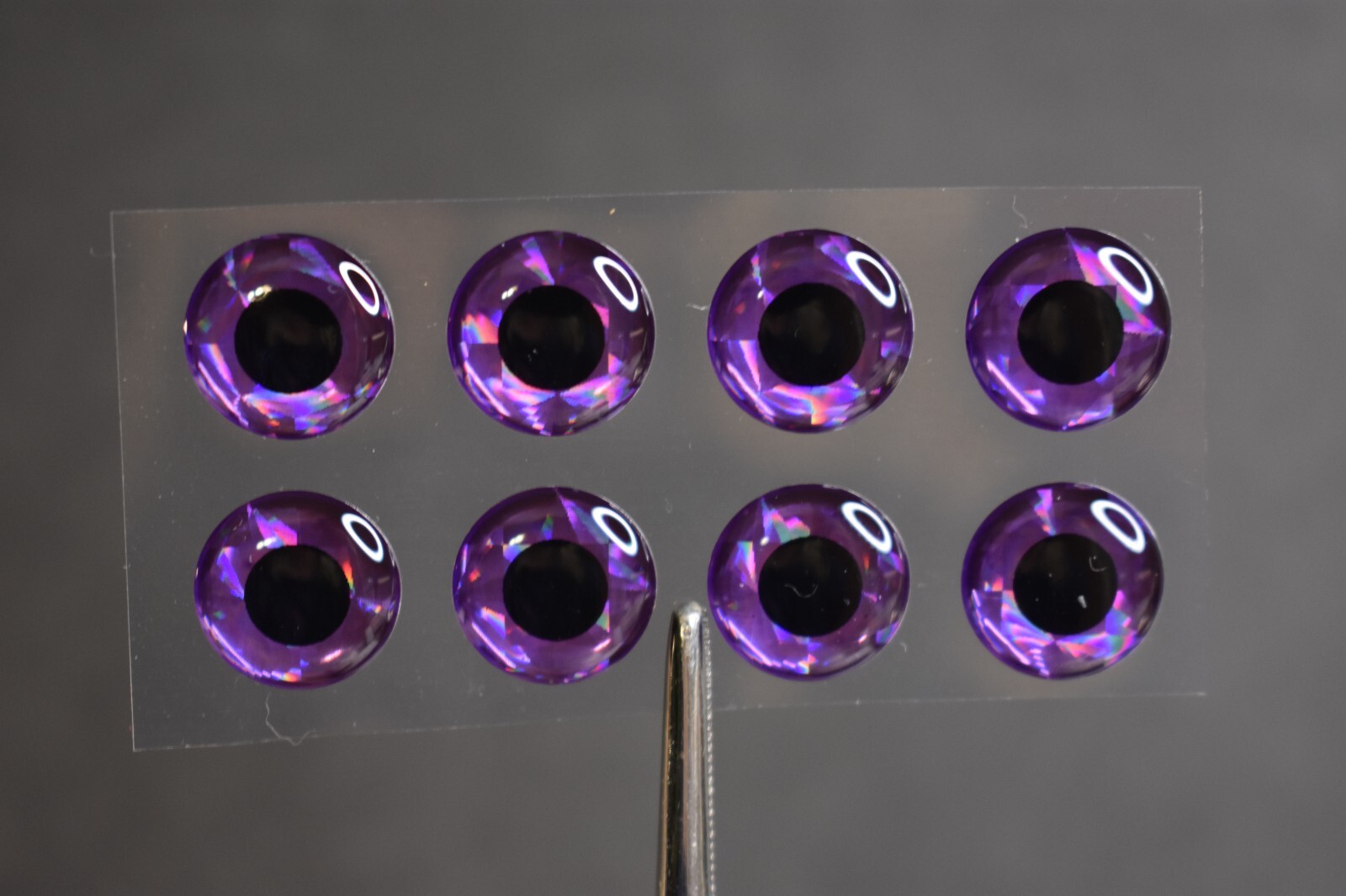 24 PURPLE w/ Black Pupil  .28" or 7mm  3D Soft Molded Eyes Fly Tying Lures