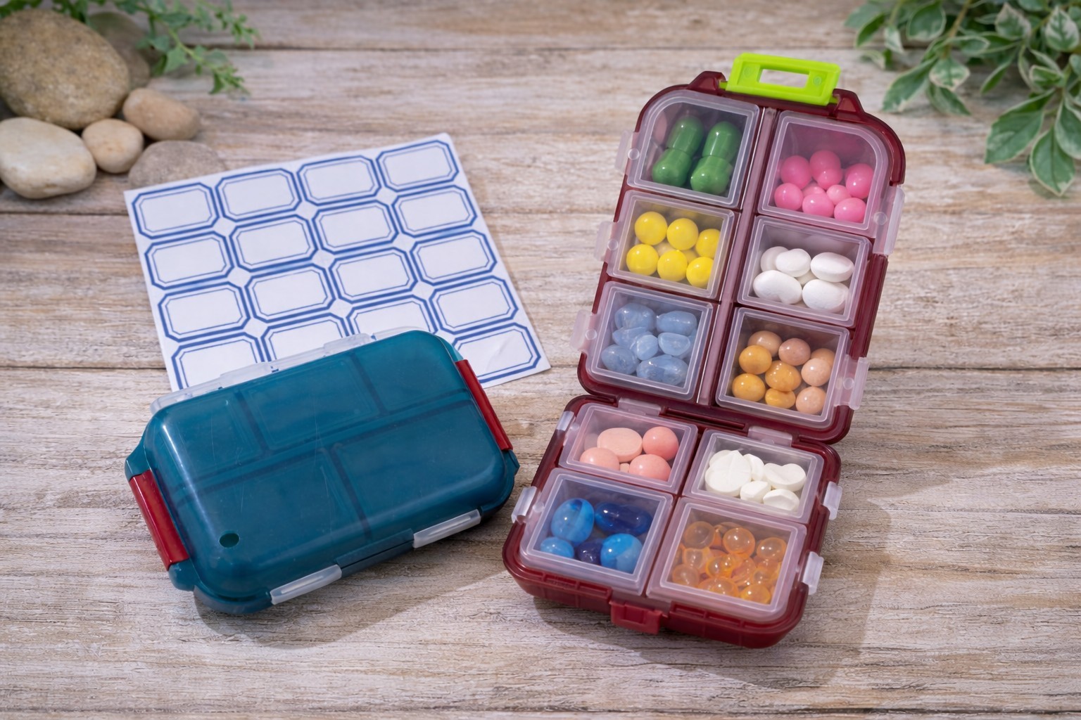2 Pack Travel Pill Organizer Weekly Medicine Box Portable Storage Case