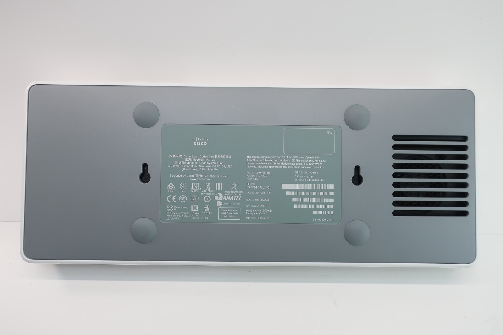 Cisco Spark Codec Plush TTC7-25 Webex Video Conference Unit Only - Tested
