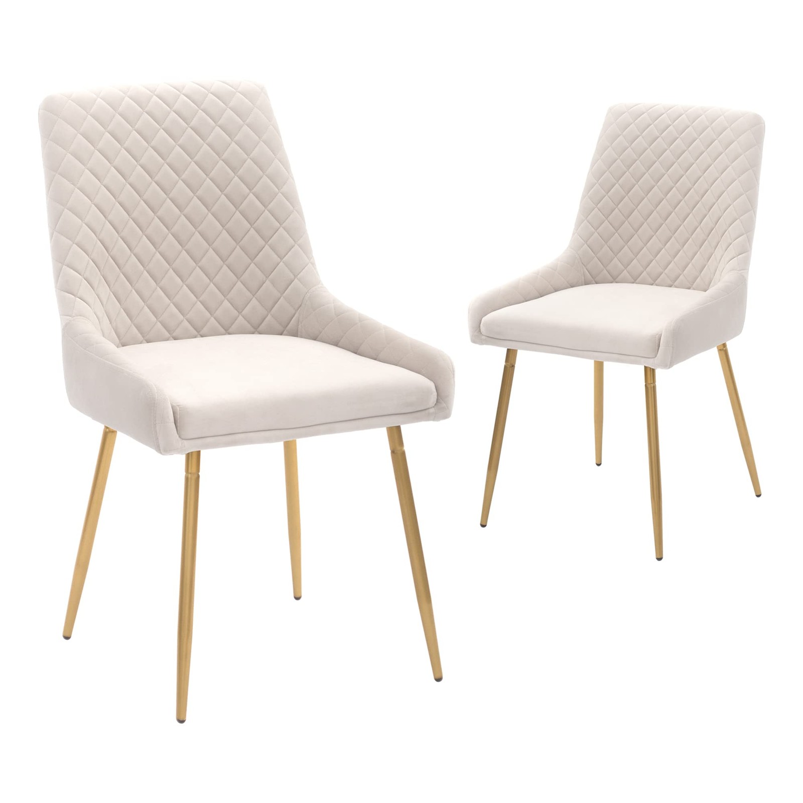 CANGLONG MID-CENTURY VELVET UPHOLSTERED METAL LEGS FOR KITCHEN, SET OF 2 - BEIGE