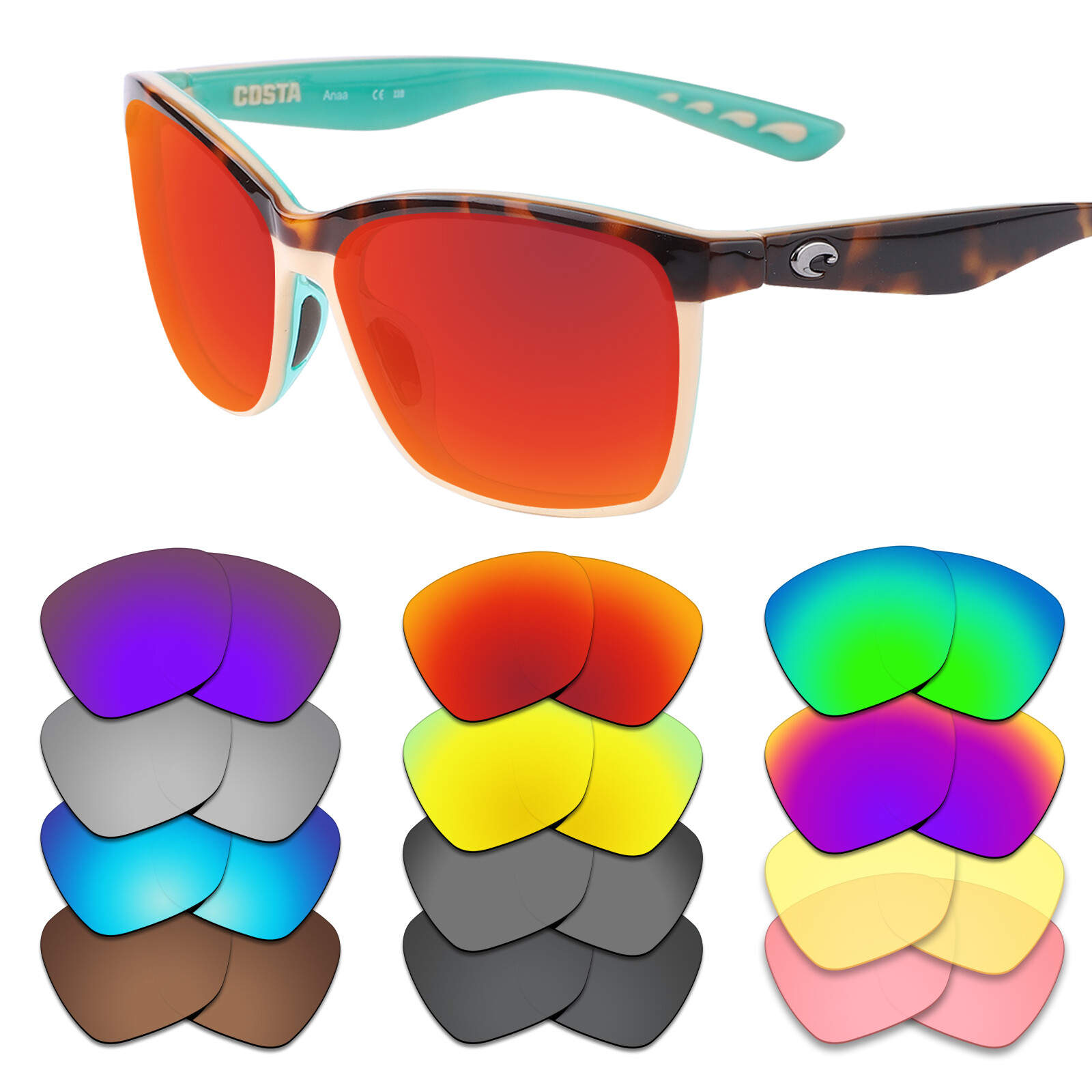 EYAR Polarized Replacement Lens for-Costa Del Mar Anaa 06S9053 Sunglasses-Opt